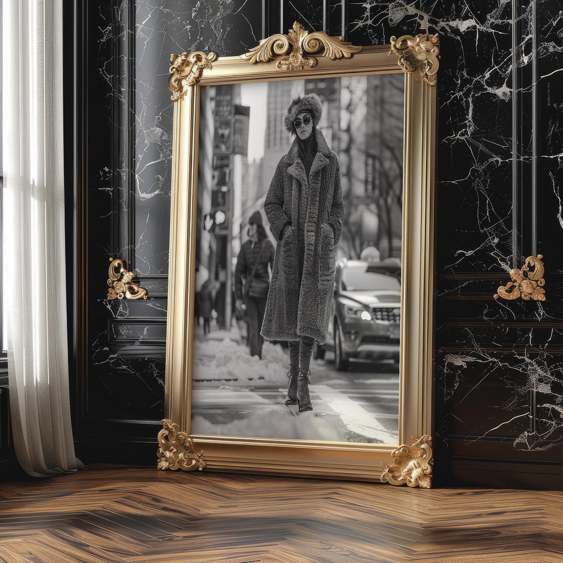 Black and White Winter Fashion Photography Print | Urban Minimalist Wall Art black and white photo print, minimalist monochrome wall art poster for modern interiors, Monohaus