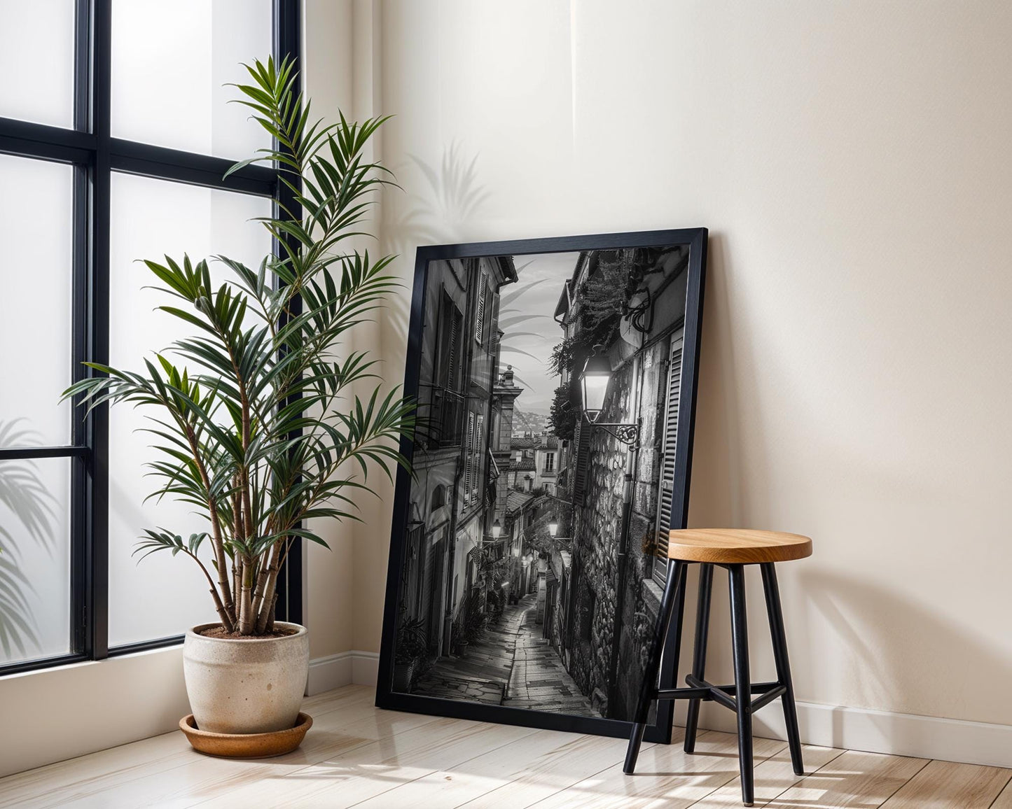 Villefranche sur Mer Photography Print | French Riviera Black and White Coastal Wall Art wall art print, minimalist black and white poster, modern Scandinavian wall decor, Monohaus