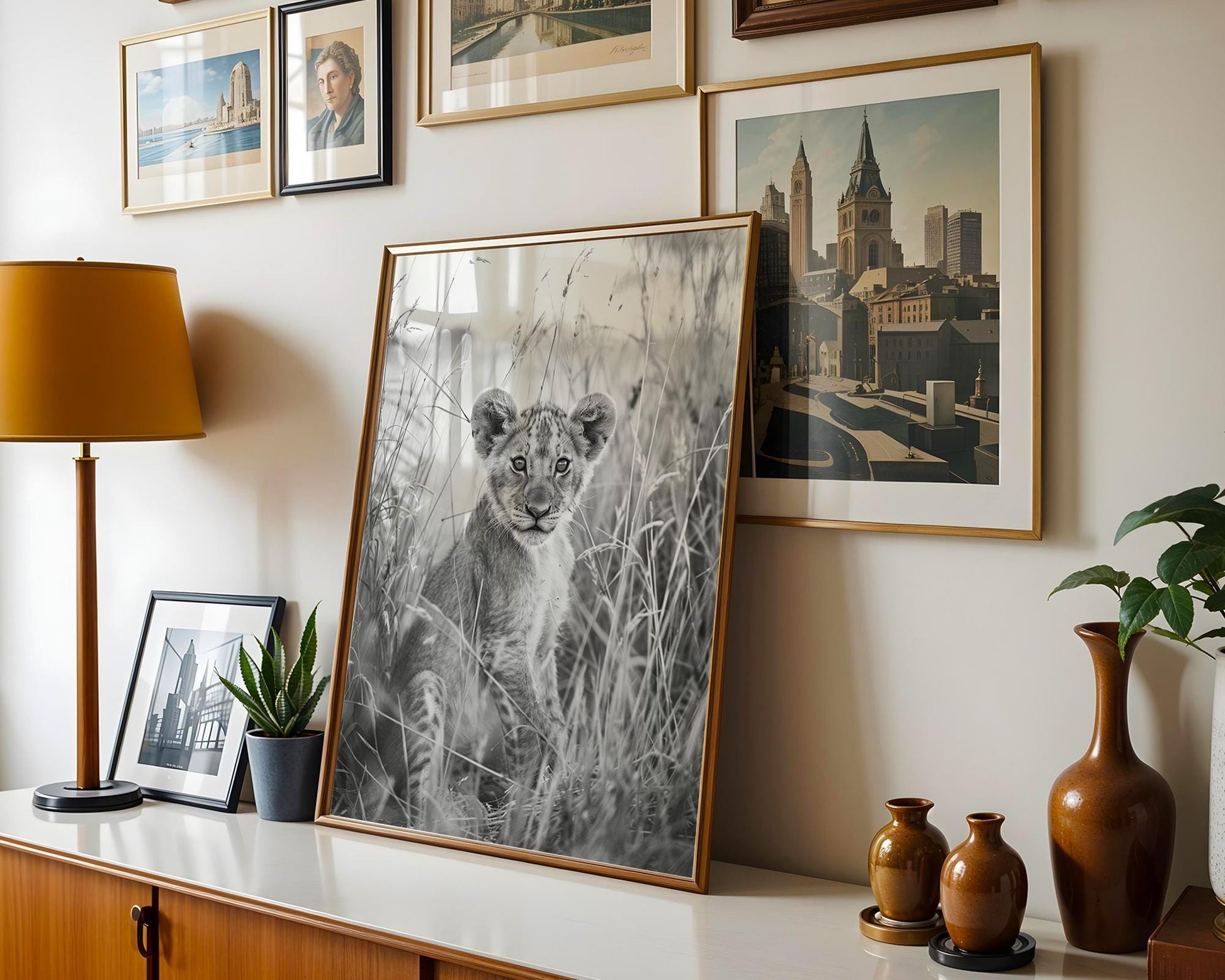 Wildlife Poster | Lion Cub Print | Black & White Safari Photography Wall Art wall art print, minimalist black and white poster, modern Scandinavian wall decor, Monohaus