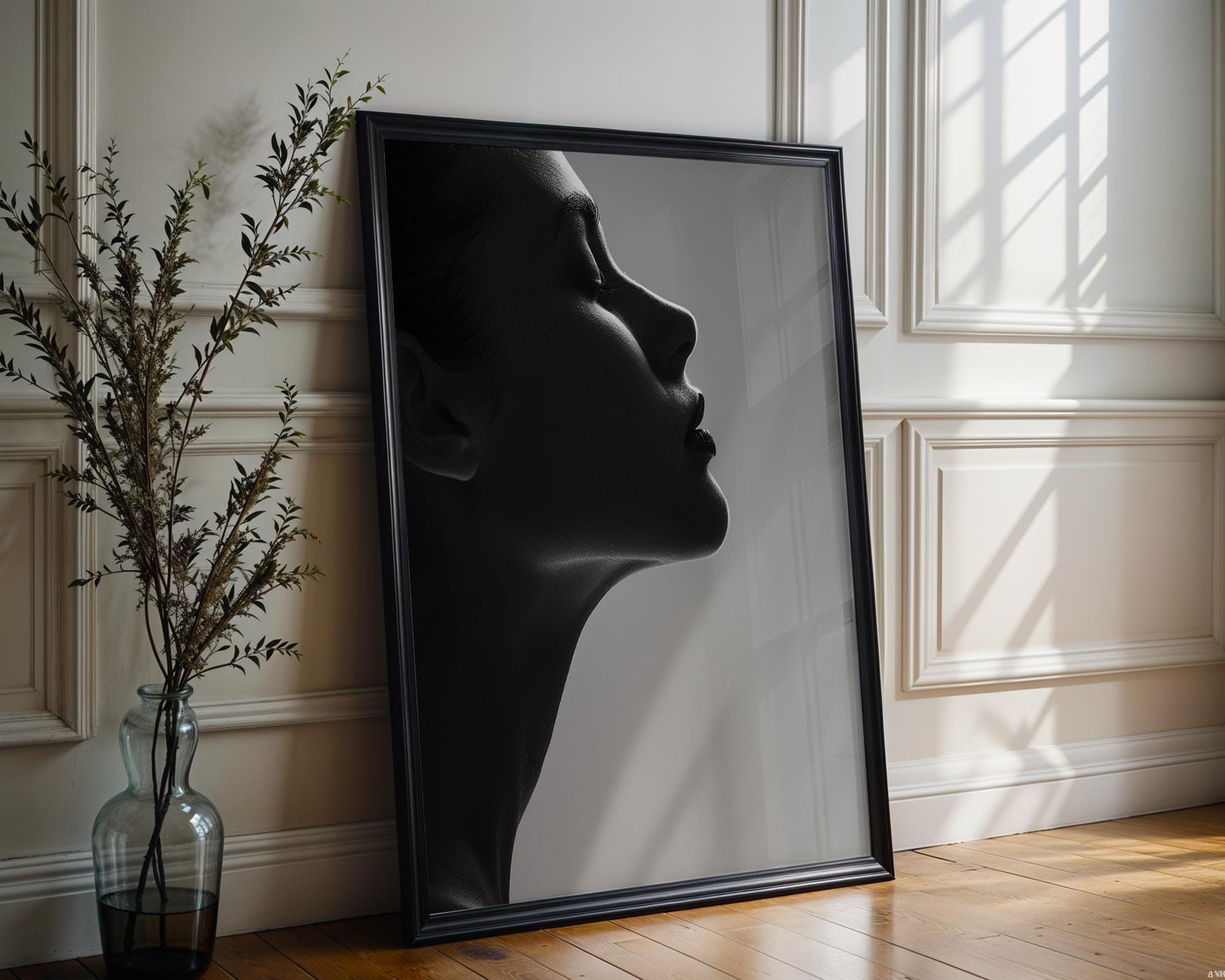 Minimal Wall Art | Serenity | Black and White Portrait Photography wall art print, minimalist black and white poster, modern Scandinavian wall decor, Monohaus