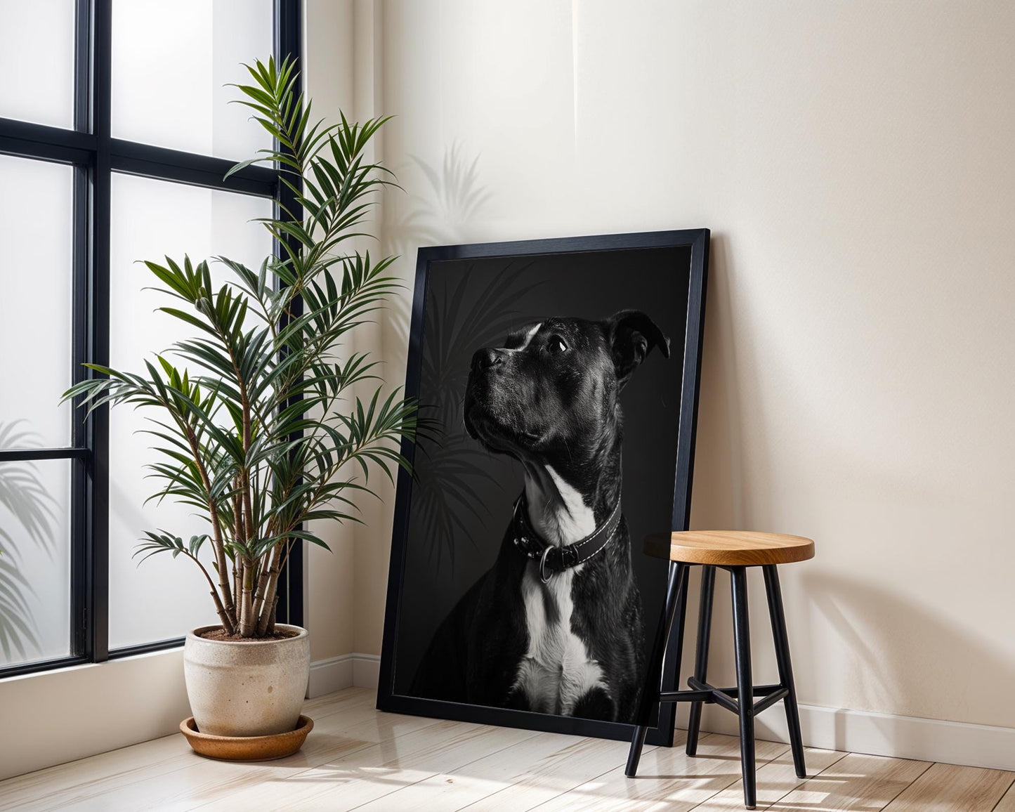 Dog Photography Pitbull Portrait Print | Black and White , Modern Home Decor wall art print, minimalist black and white poster, modern Scandinavian wall decor, Monohaus