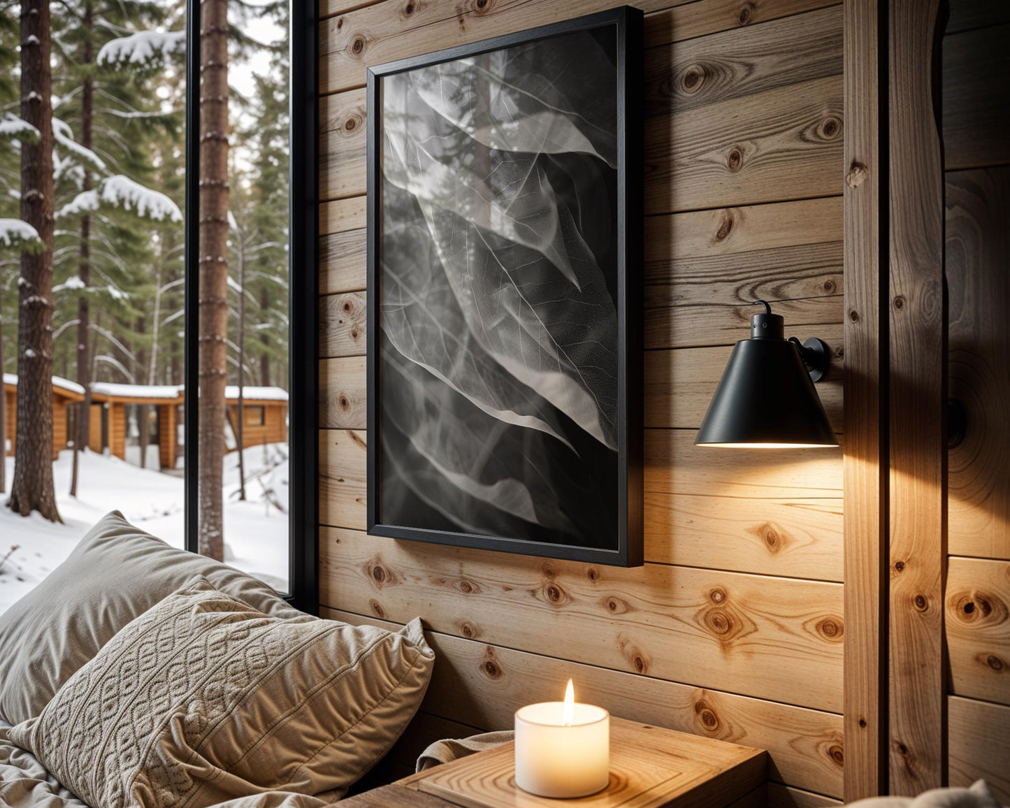 Botanical Photo | Abstract Leaf Macro Photography Print | Black & White Minimal abstract wall art print, geometric minimalist poster, modern Scandinavian decor, Monohaus