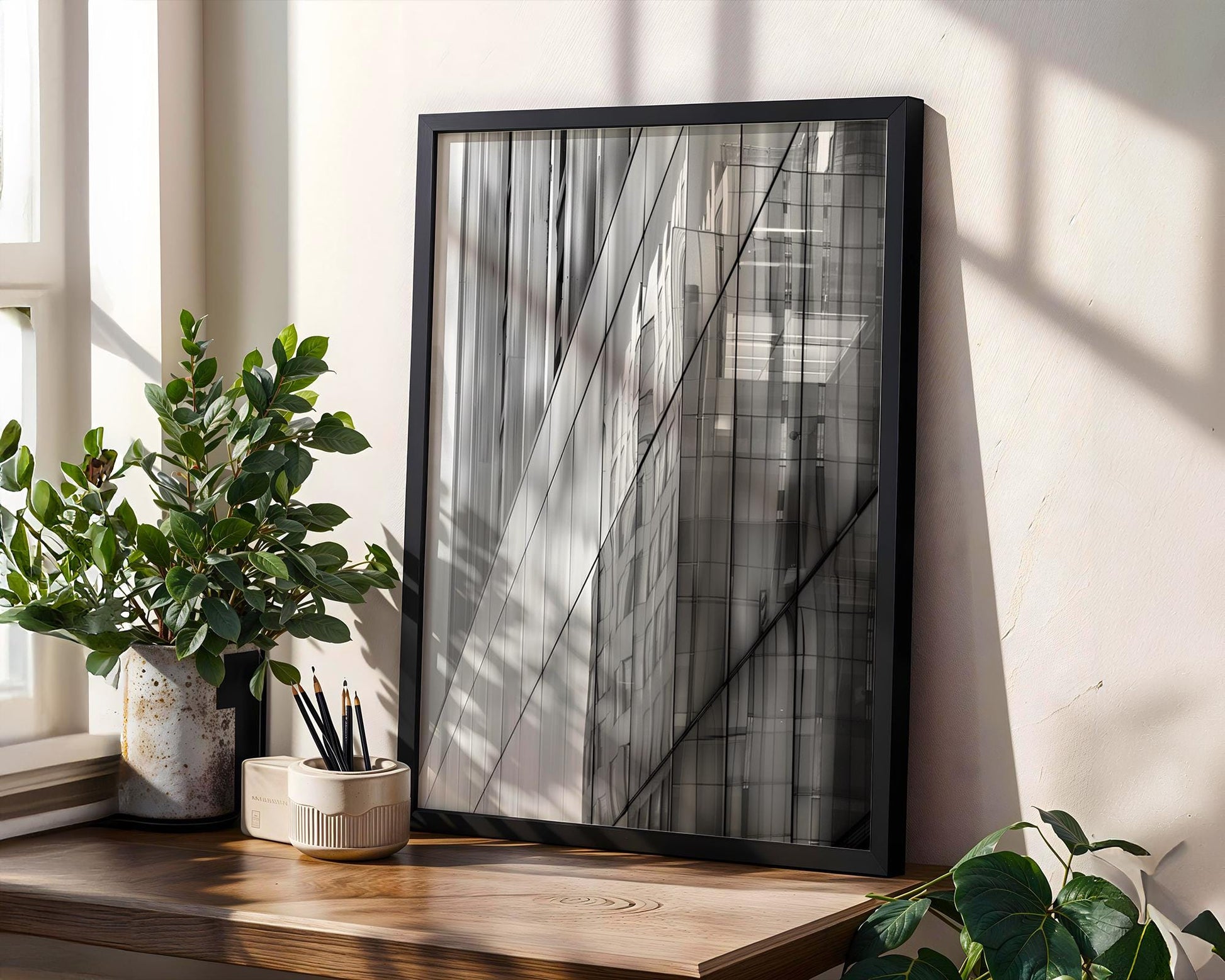 Minimal Wall Art Glass Geometry | Black and White Architecture Photography wall art print, black and white architectural poster, minimalist modern Scandinavian wall decor, Monohaus