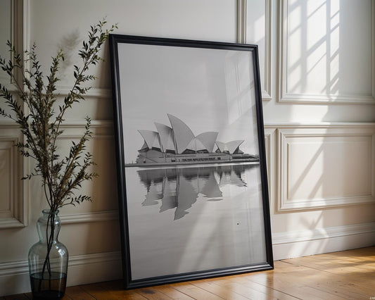 World Landmark | Sydney Opera House Print | Black and White Minimalist Architecture wall art print, black and white architectural poster, minimalist modern Scandinavian wall decor, Monohaus