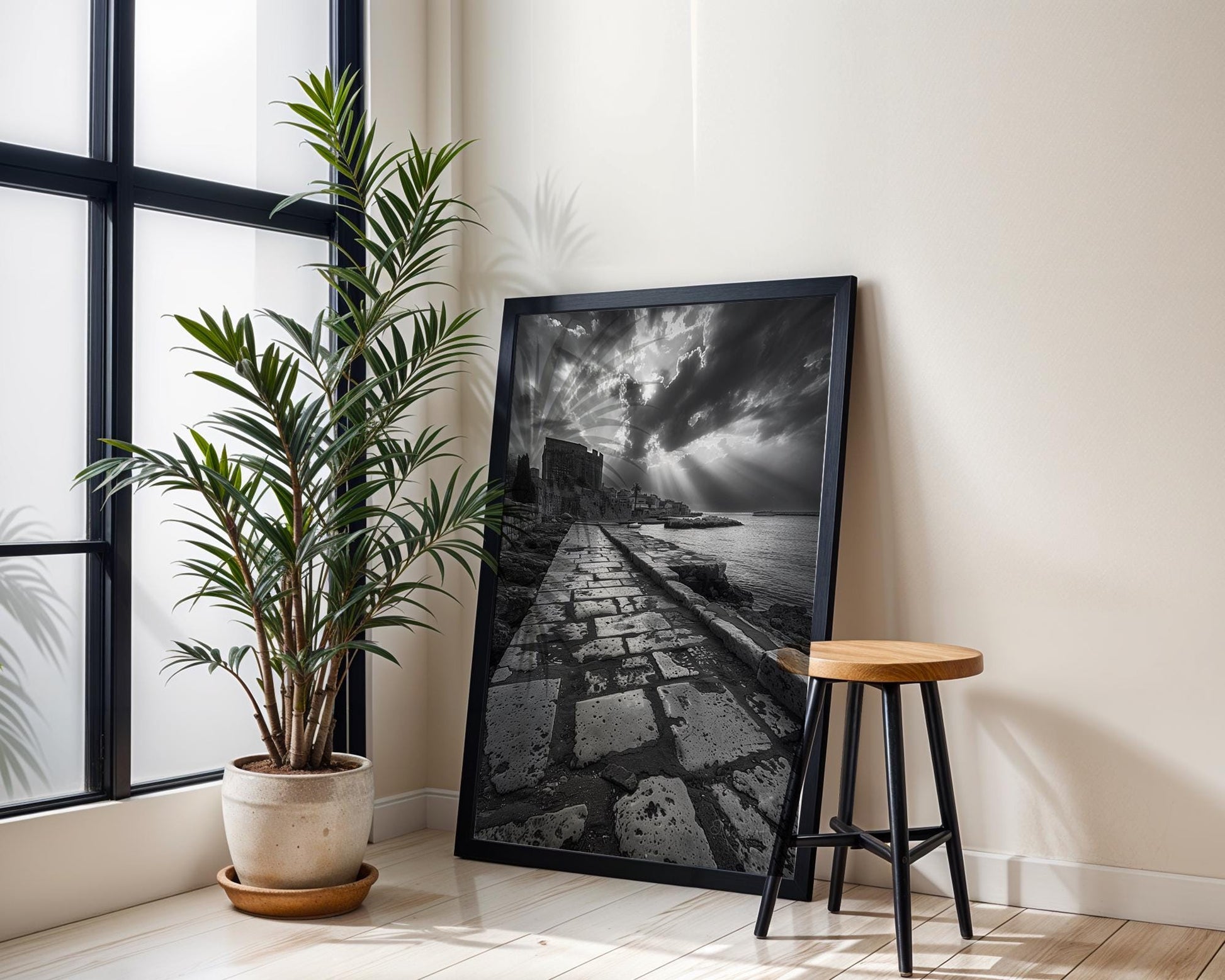 World Landmark | Dubrovnik Croatia Print | Black and White Seaside Architecture wall art print, black and white architectural poster, minimalist modern Scandinavian wall decor, Monohaus