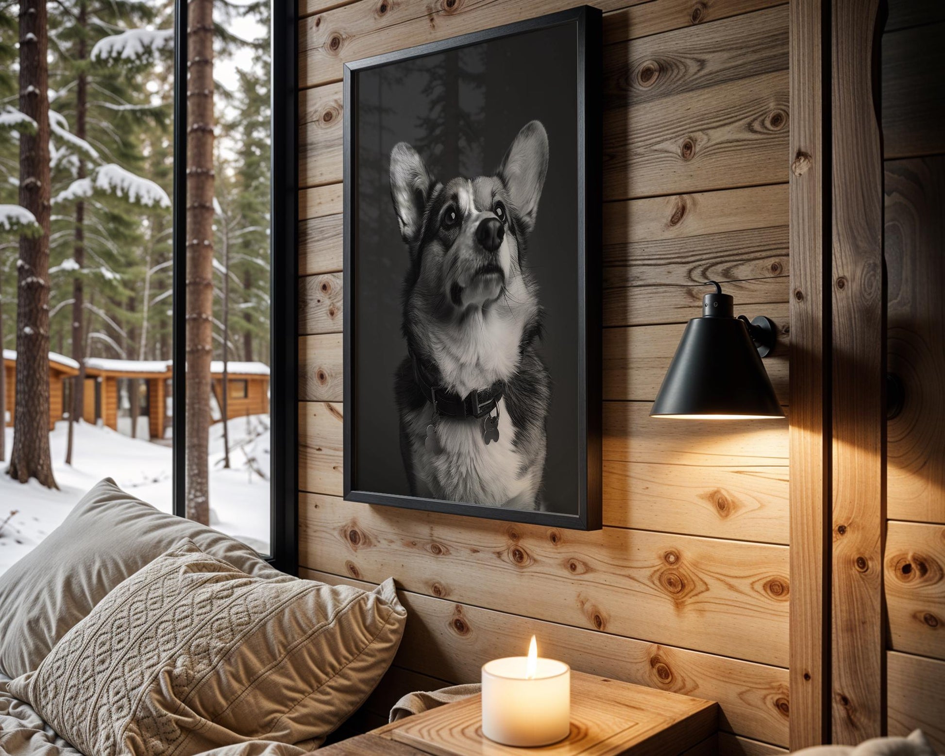 Dog Photography Modern Corgi Portrait Print | Minimalist Black and White Pet Art wall art print, minimalist black and white poster, modern Scandinavian wall decor, Monohaus