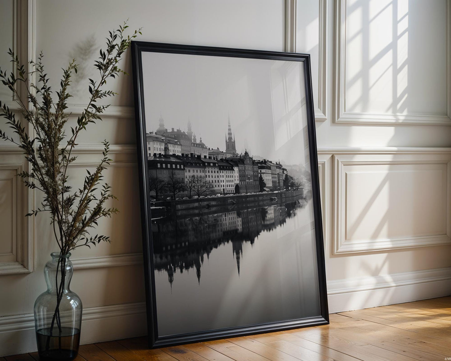 World Landmark | Stockholm Old Town Print | Black and White Sweden Photography wall art print, minimalist black and white poster, modern Scandinavian wall decor, Monohaus