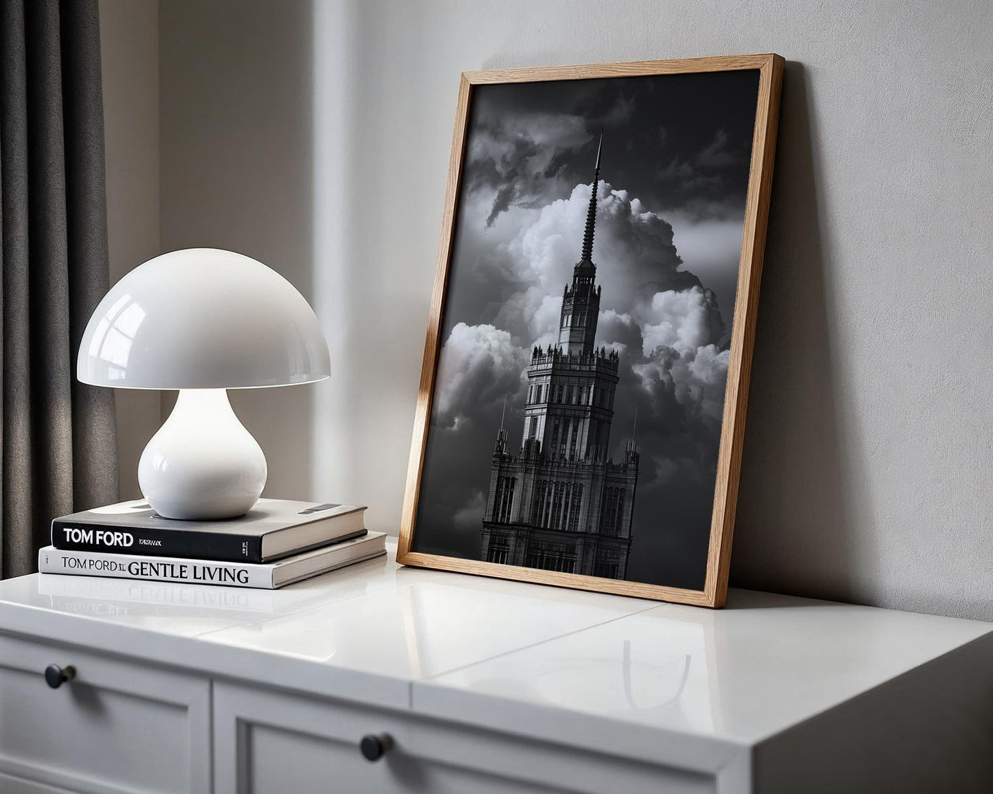 World Landmark | Warsaw Palace of Culture Print | Dramatic Black and White Architecture Photography