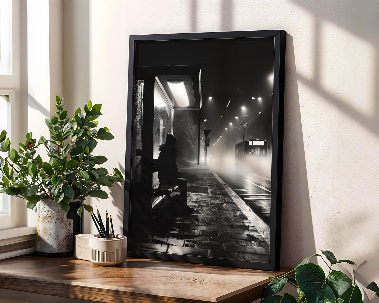 Urban Photography | Foggy Train Station Photography Print | Minimalist Black and White Wall Art black and white photo print, minimalist monochrome wall art poster for modern interiors, Monohaus