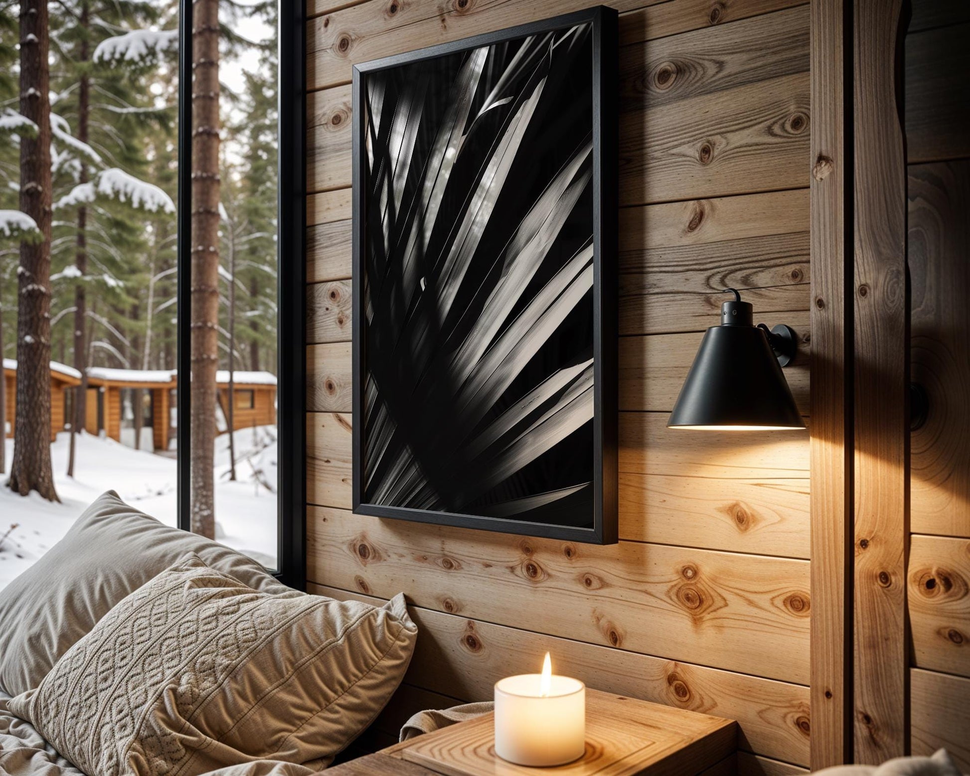 Botanical Photo | Abstract Palm Leaf Shadows | Black and White Photography Print abstract wall art print, geometric minimalist poster, modern Scandinavian decor, Monohaus