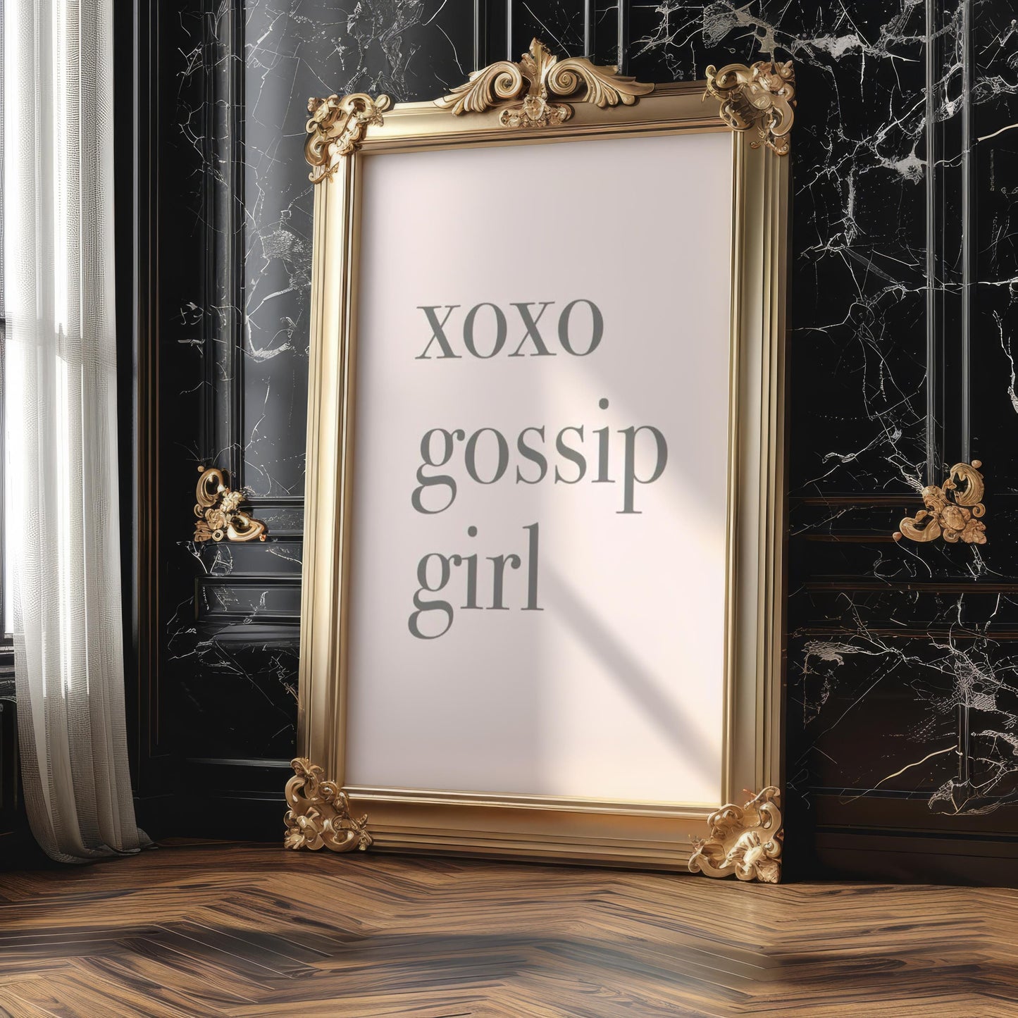 Designer Wall Art | XOXO Gossip Girl Quote Print | Minimalist Typography Poster typography wall art print, minimalist black and white type poster, modern graphic design decor, Monohaus