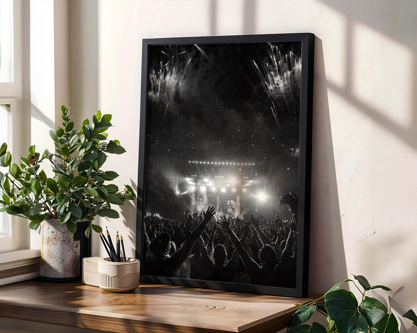 Designer Wall Art | Monochrome Concert Crowd Print | Modern Music Festival wall art print, minimalist black and white poster, modern Scandinavian wall decor, Monohaus