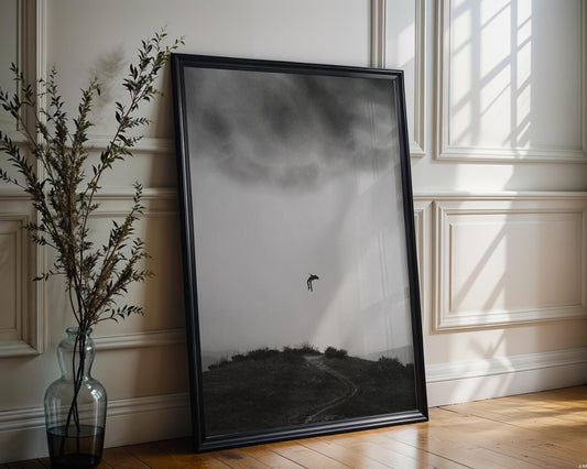 Designer Wall Art | Minimalist Falling Figure Print | Black & White Modern Poster wall art print, minimalist black and white poster, modern Scandinavian wall decor, Monohaus