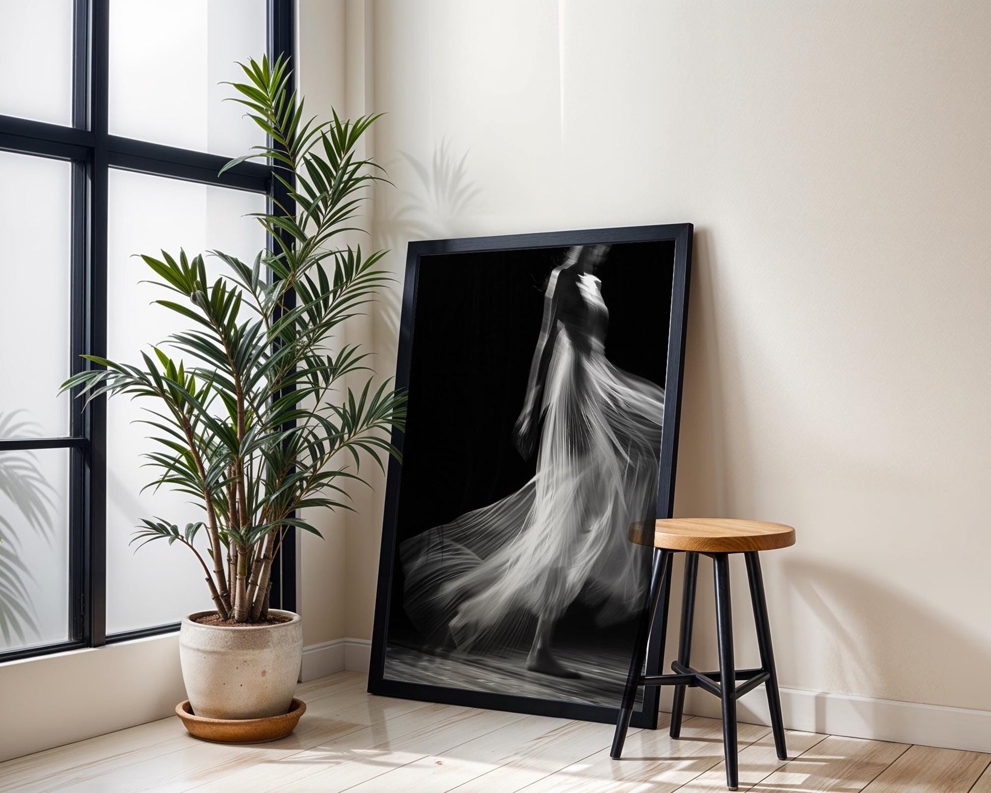 Minimal Wall Art Grace in Motion | Black and White Dance Photography wall art print, minimalist black and white poster, modern Scandinavian wall decor, Monohaus