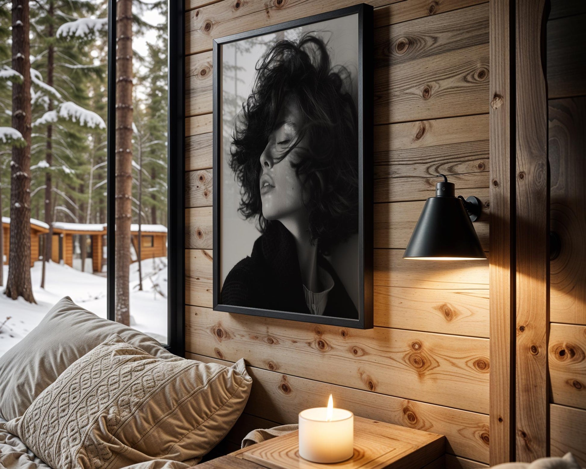 Minimal Wall Art Noir Woman Portrait Print | Minimalist Black and White Photography wall art print, minimalist black and white poster, modern Scandinavian wall decor, Monohaus