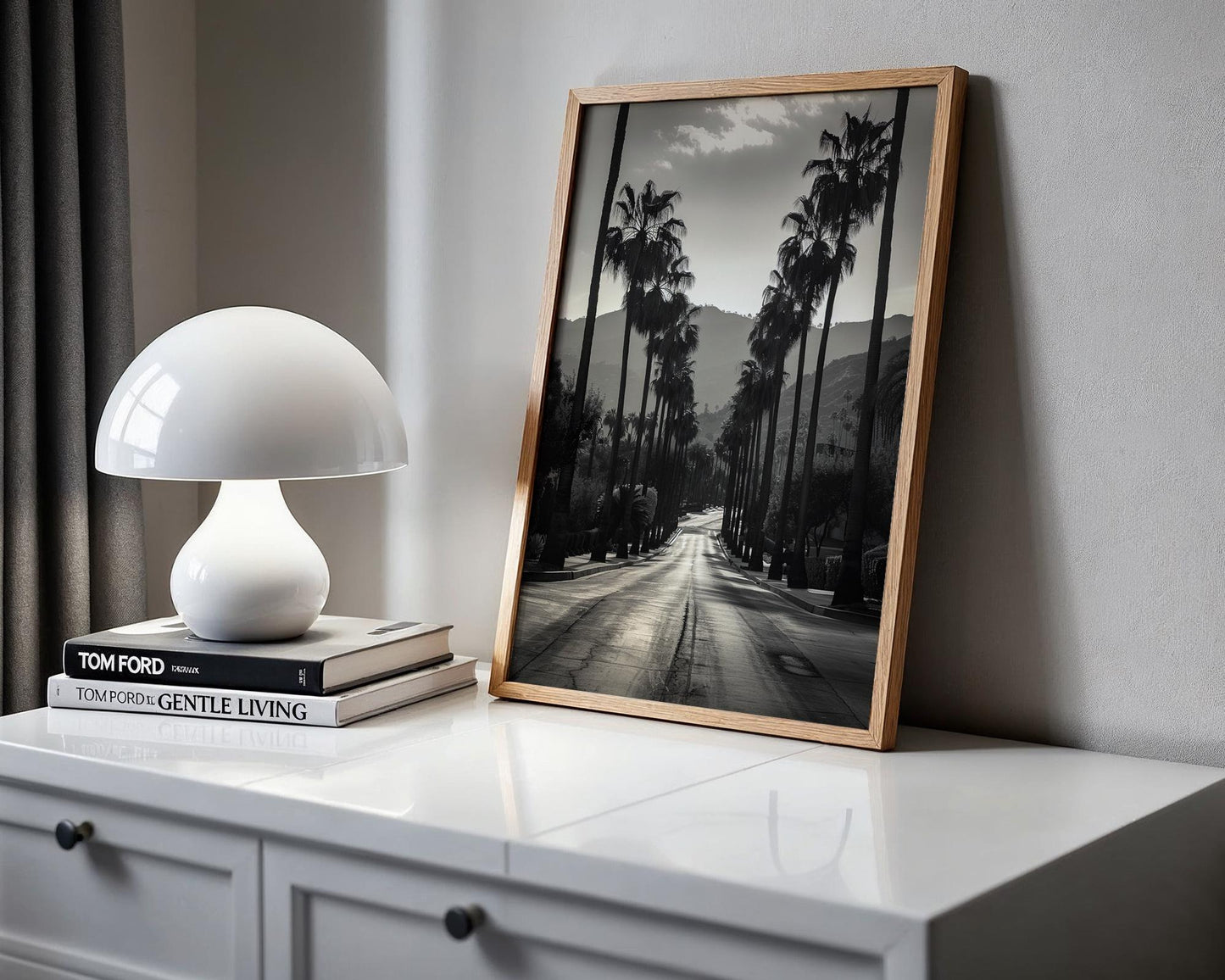 World Landmark | Beverly Hills Palm Trees Print | Minimalist Black and White Photography wall art print, minimalist black and white poster, modern Scandinavian wall decor, Monohaus