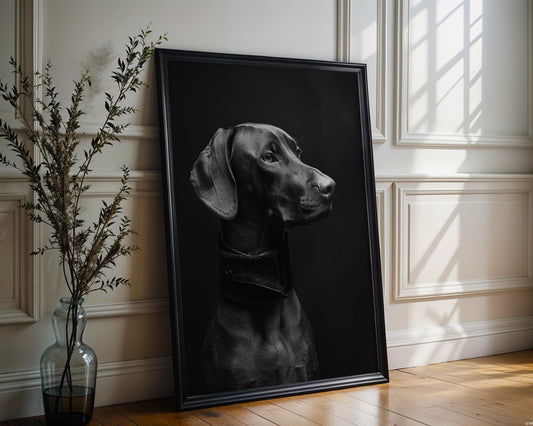 Dog Photography Weimaraner Modern Print Black and White Scandi Home wall art print, minimalist black and white poster, modern Scandinavian wall decor, Monohaus