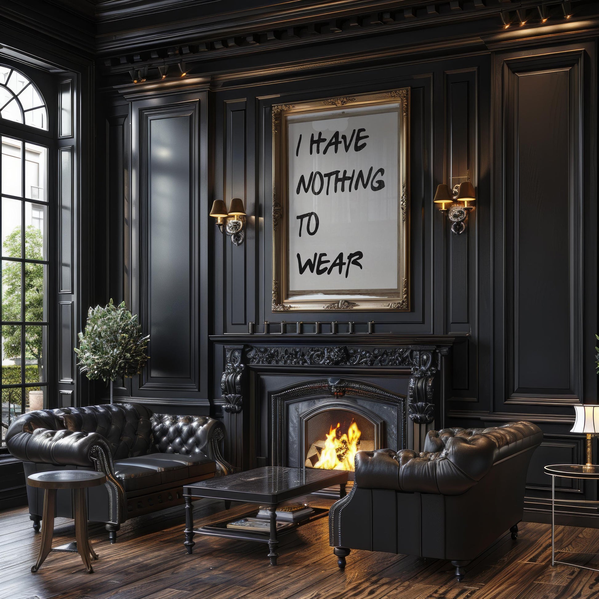 Designer Wall Art | I Have Nothing To Wear Print | Funny Quote, Minimalist Typography typography wall art print, minimalist black and white type poster, modern graphic design decor, Monohaus