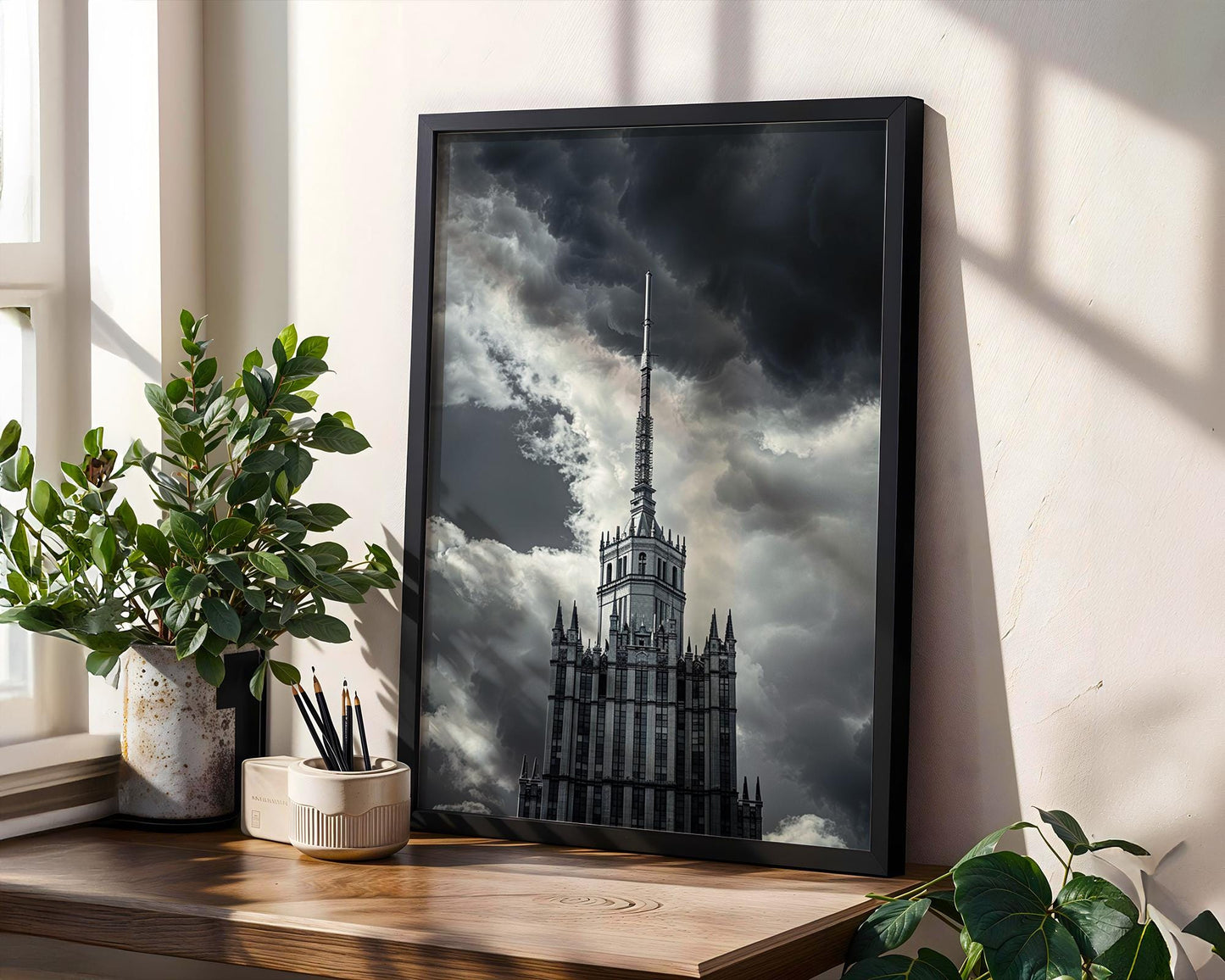 World Landmark | Moscow Seven Sisters Tower | Soviet Architecture Photography wall art print, black and white architectural poster, minimalist modern Scandinavian wall decor, Monohaus