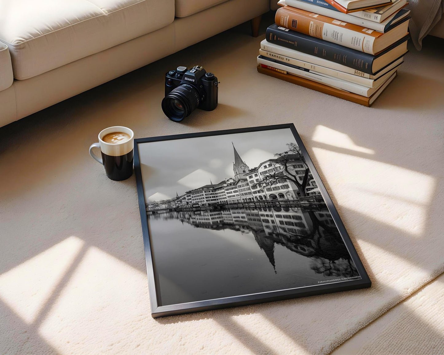 World Landmark | Zurich Old Town Black and White Photography Print | Switzerland Architecture Wall Art