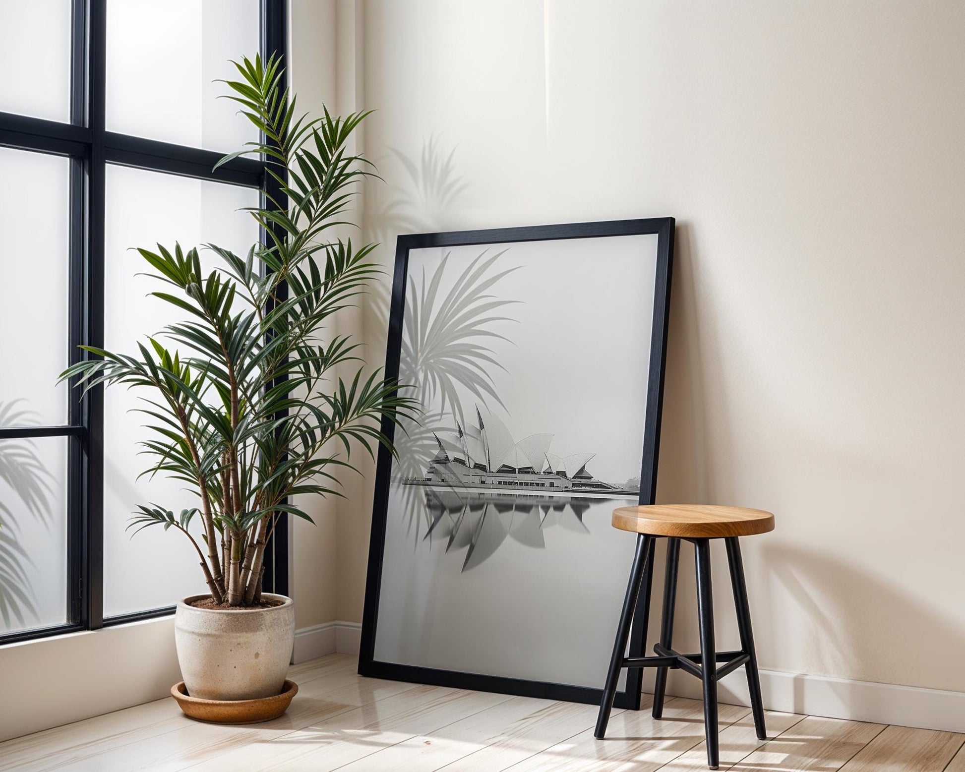 World Landmark | Sydney Opera House Print | Minimalist Black and White Architecture wall art print, black and white architectural poster, minimalist modern Scandinavian wall decor, Monohaus