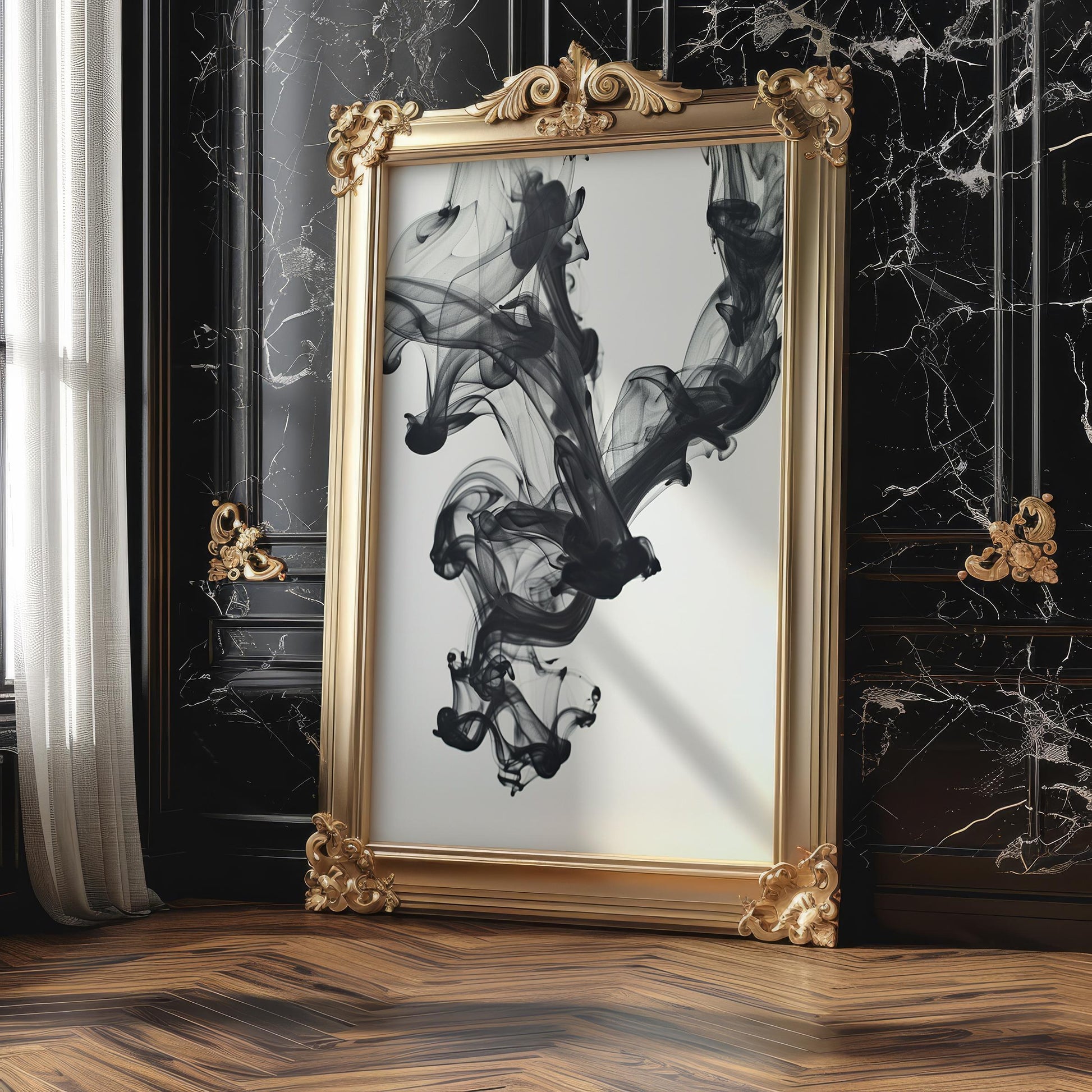 Abstract Black Ink Art Print, Modern Smoke Wall Decor abstract wall art print, geometric minimalist poster, modern Scandinavian decor, Monohaus