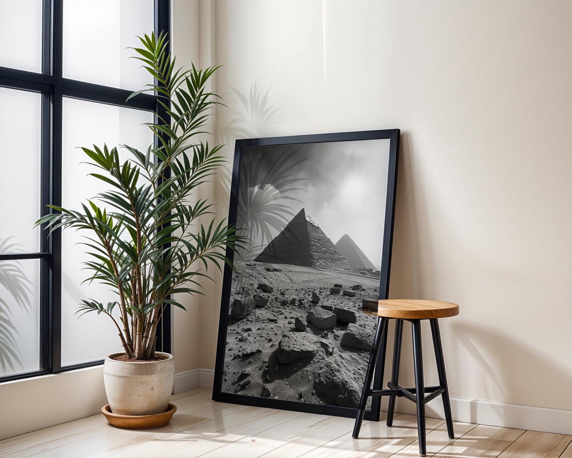 World Landmark | Giza Pyramids Photography Print | Minimalist Black and White Wall Art wall art print, minimalist black and white poster, modern Scandinavian wall decor, Monohaus