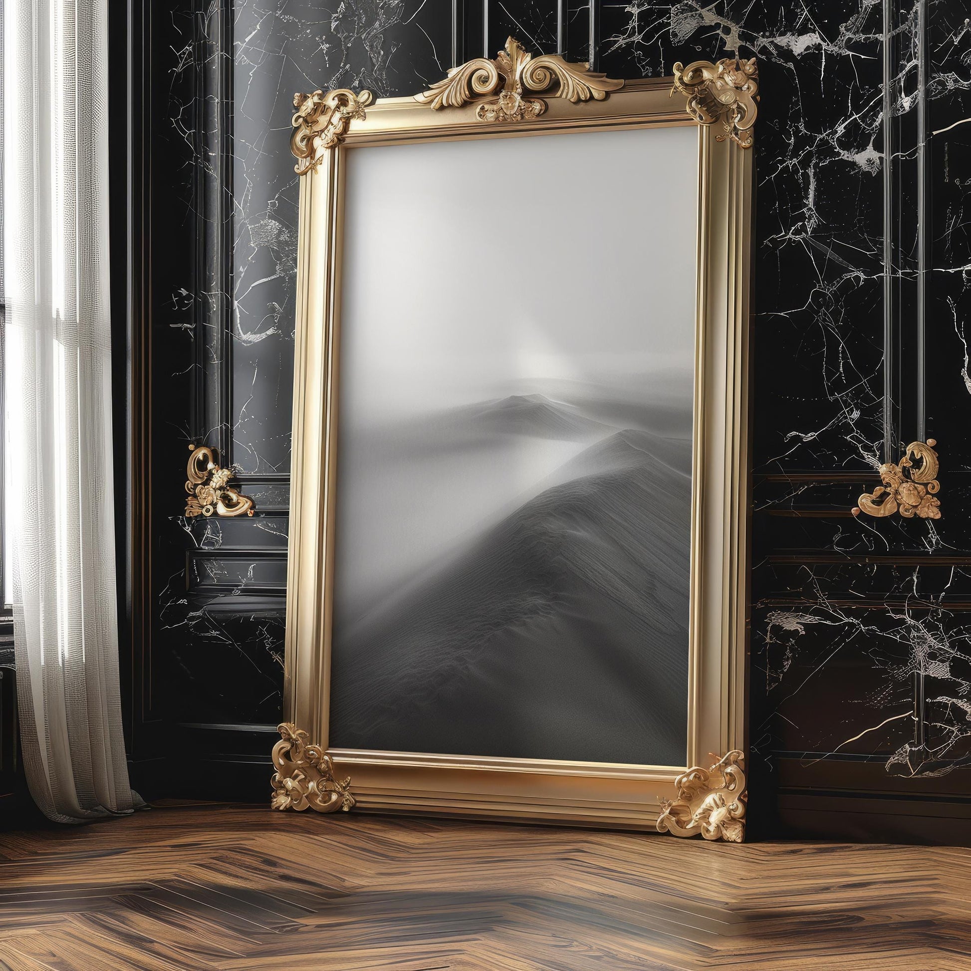 Botanical Photo | Minimalist Black and White Sand Dunes Print | Moody Desert Photography wall art print, minimalist black and white poster, modern Scandinavian wall decor, Monohaus