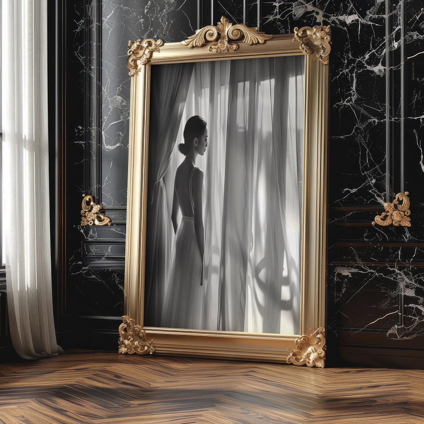 Minimal Wall Art Elegant Woman Black and White Photography Print | Scandi Bedroom Decor wall art print, minimalist black and white poster, modern Scandinavian wall decor, Monohaus