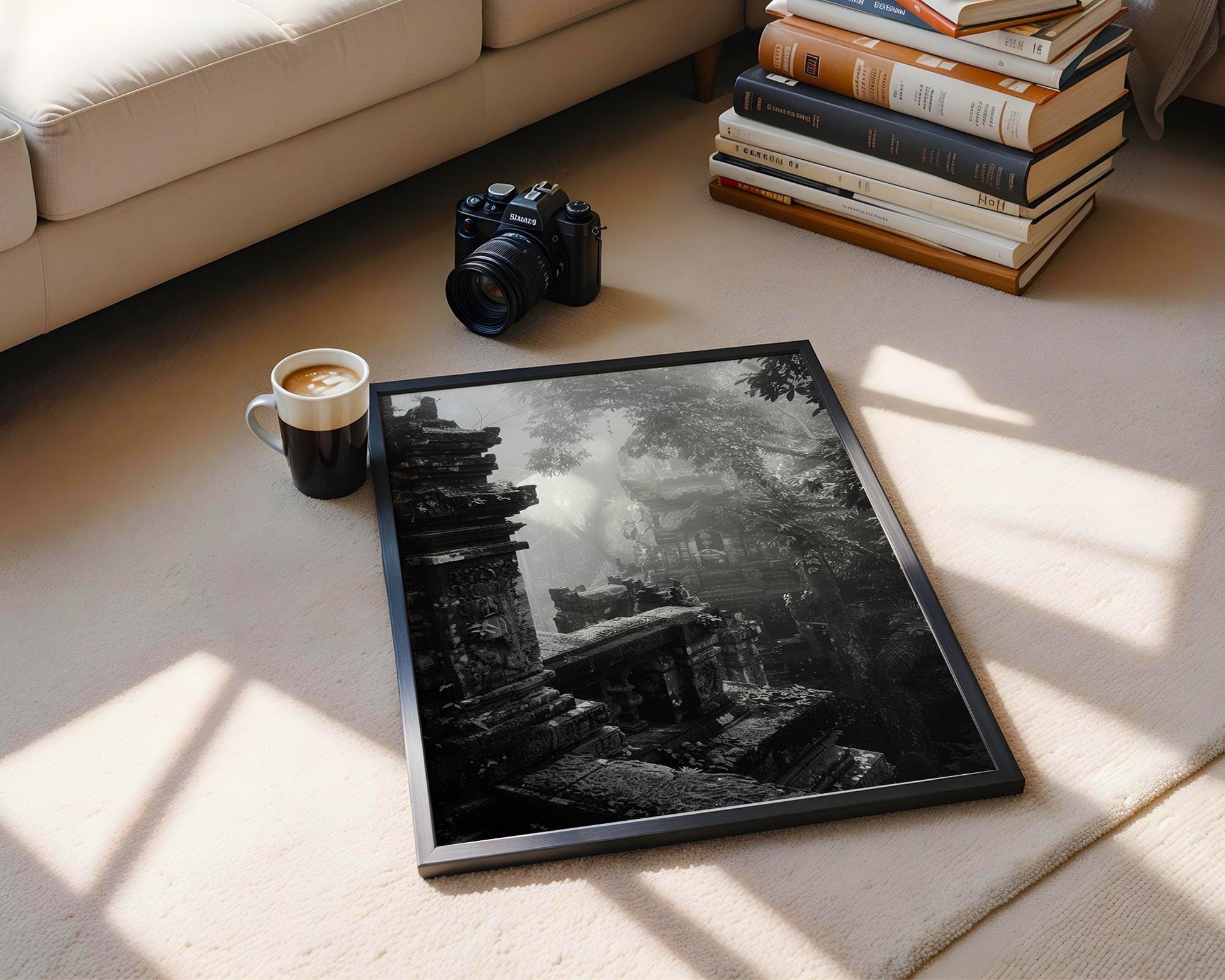 World Landmark | Bali Temple Ruins Print | Black and White Ancient Architecture Wall Art wall art print, black and white architectural poster, minimalist modern Scandinavian wall decor, Monohaus