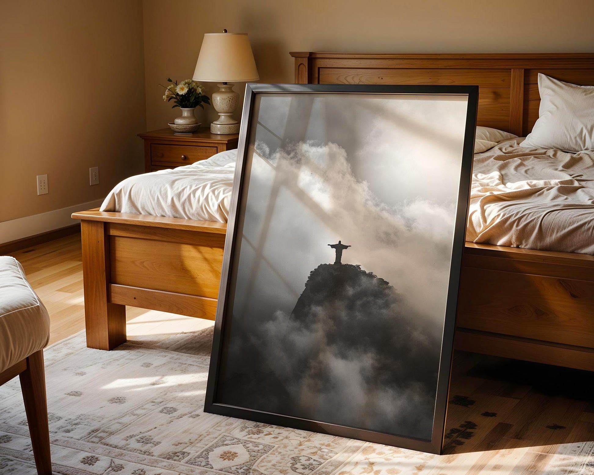 World Landmark | Christ the Redeemer Print | Black and White Rio de Janeiro Photography wall art print, minimalist black and white poster, modern Scandinavian wall decor, Monohaus