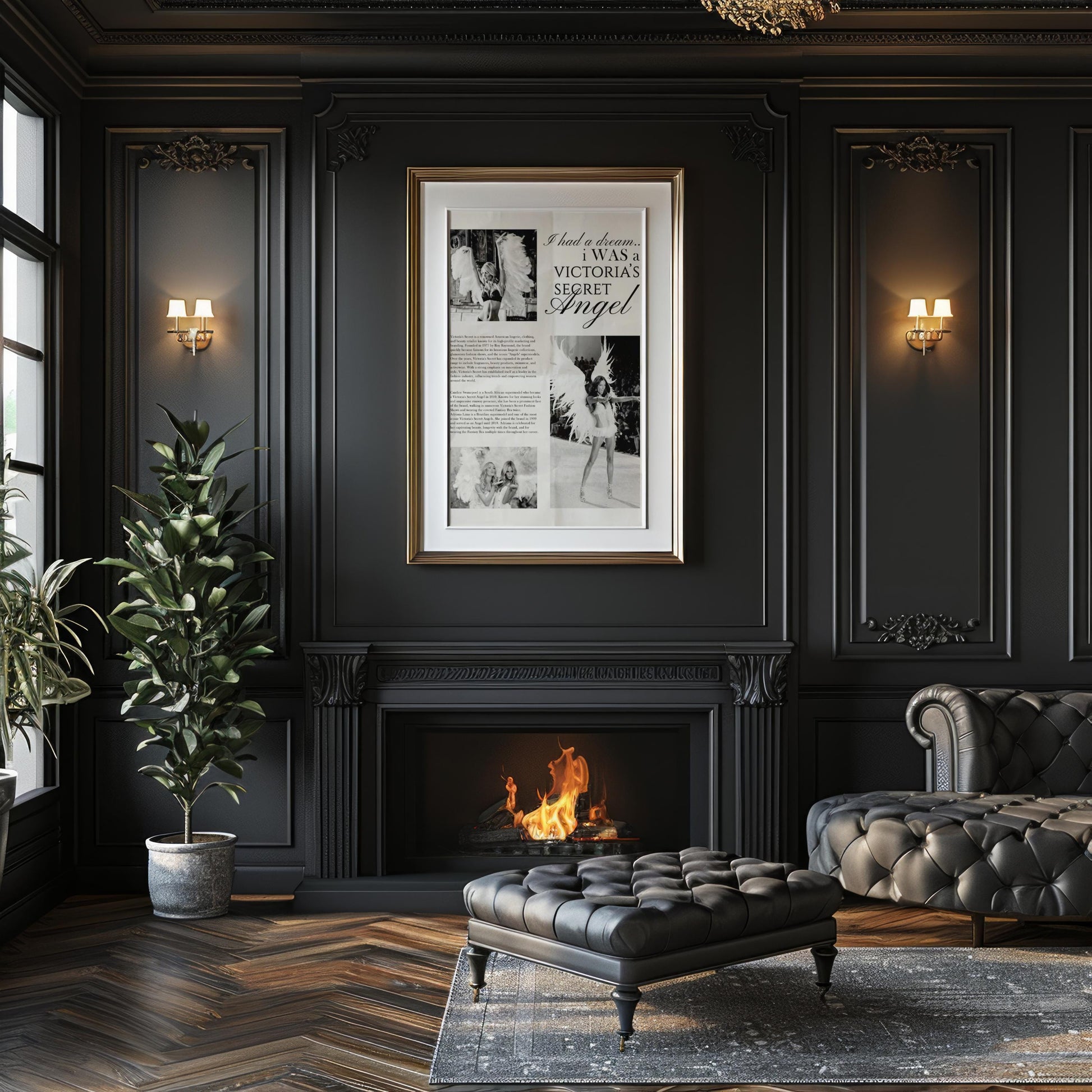 Designer Wall Art | Fashion Print Victoria’s Secret Angel Poster | Glamorous wall art print, minimalist black and white poster, modern Scandinavian wall decor, Monohaus