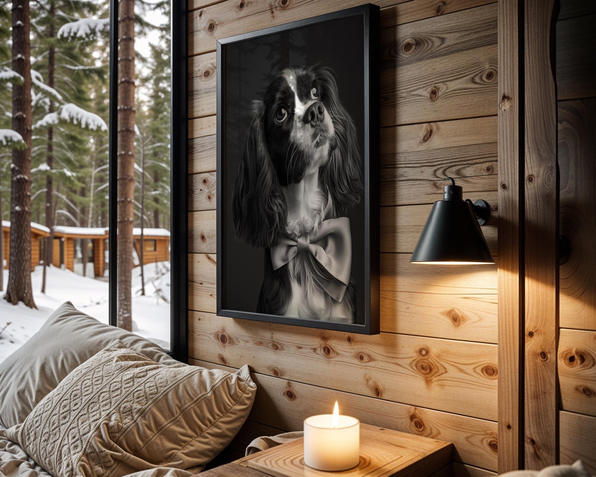 Dog Photography Cavalier King Charles Spaniel Portrait | Modern Black and White Pet Home Decor wall art print, minimalist black and white poster, modern Scandinavian wall decor, Monohaus