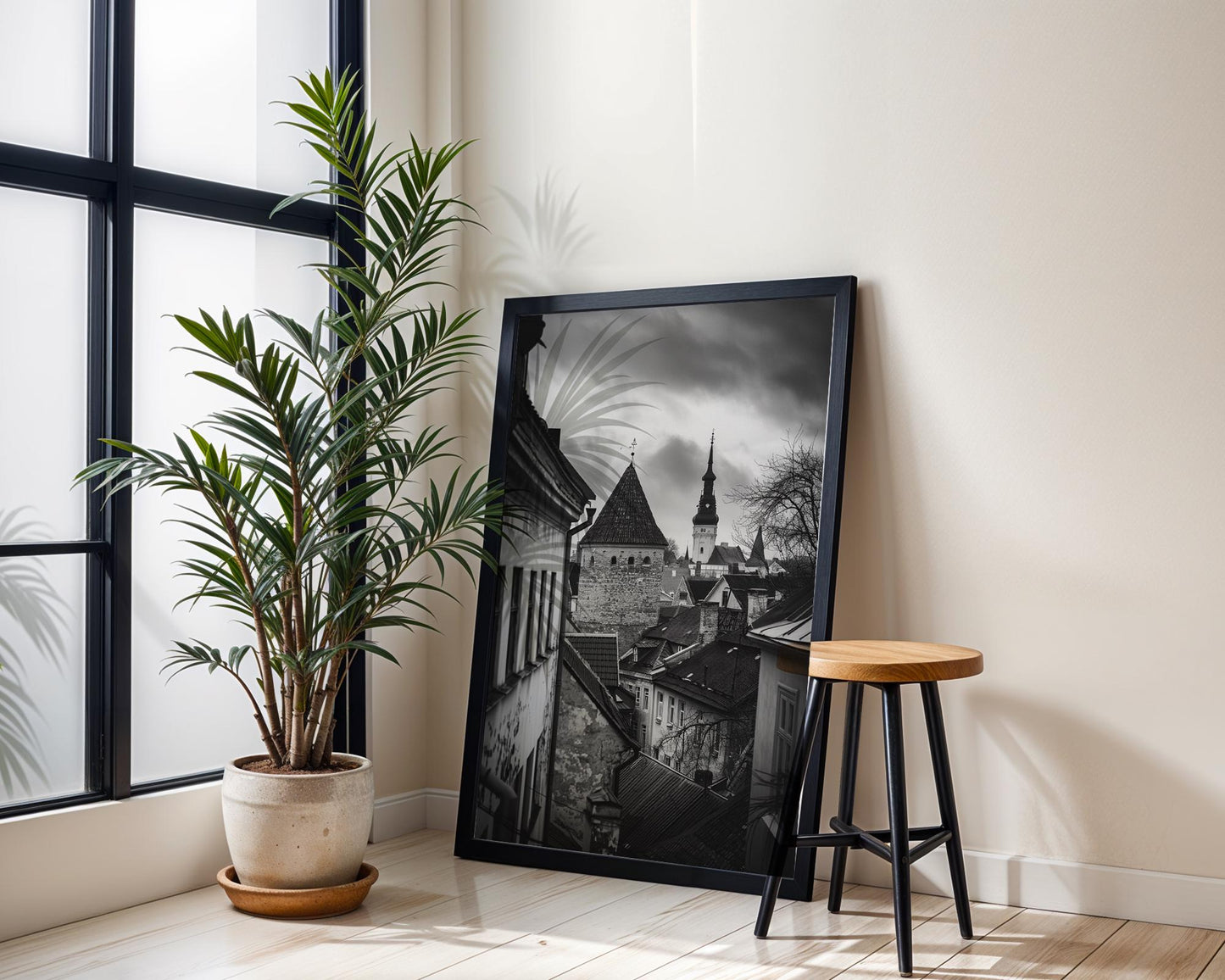 World Landmark | Tallinn Old Town Photography Print | Black and White Estonia Architecture