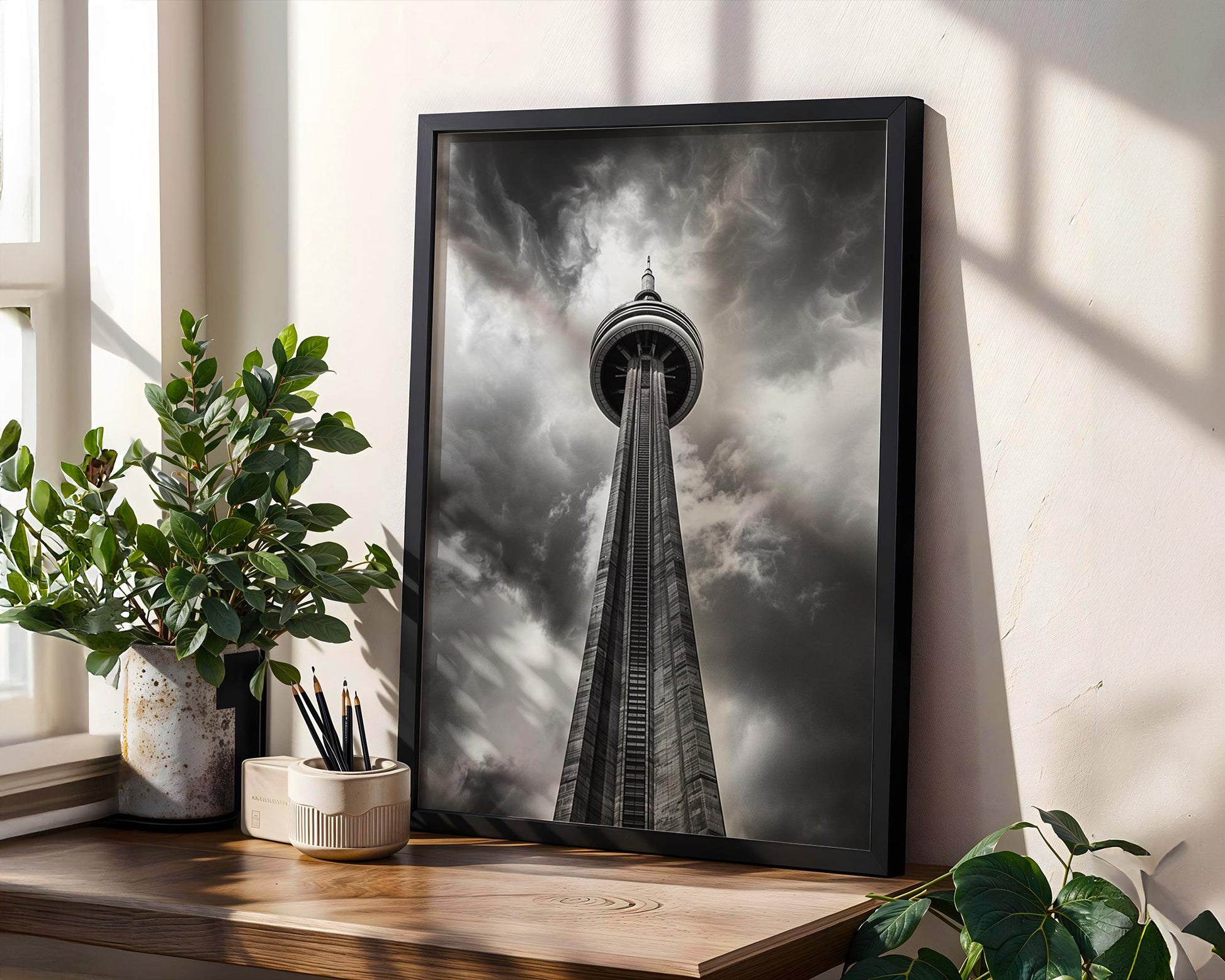 World Landmark | CN Tower Toronto Print | Black and White Photography, Modern Architecture wall art print, black and white architectural poster, minimalist modern Scandinavian wall decor, Monohaus