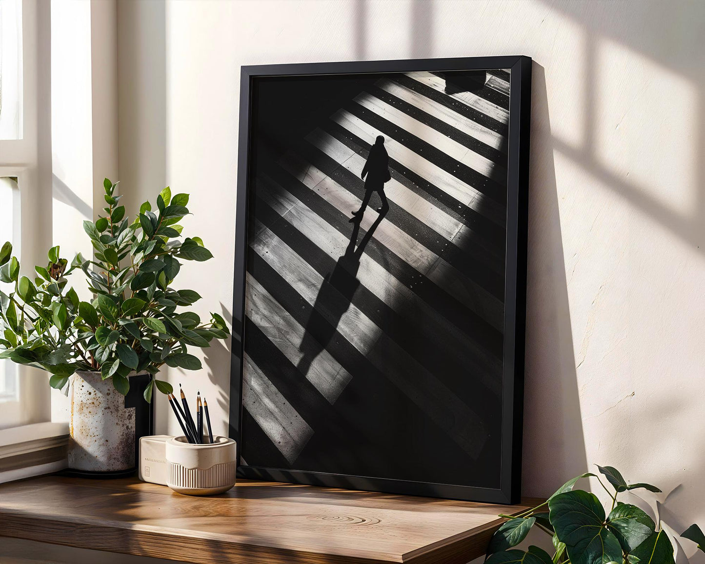 Urban Photography Print | Minimalist Black and White Crosswalk Wall Art black and white photo print, minimalist monochrome wall art poster for modern interiors, Monohaus