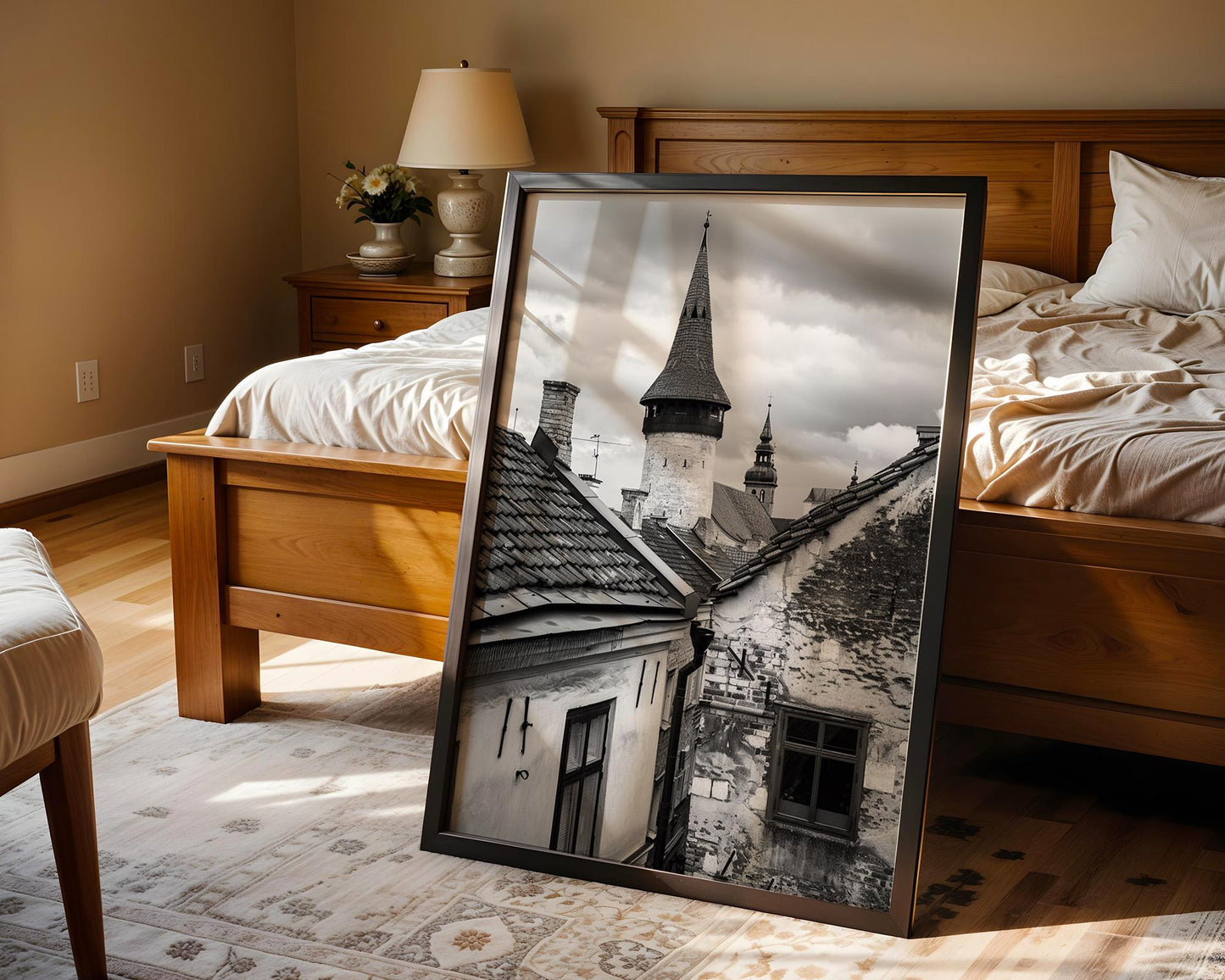 World Landmark | Tallinn Medieval Towers Print | Estonia Old Town Black and White Photography