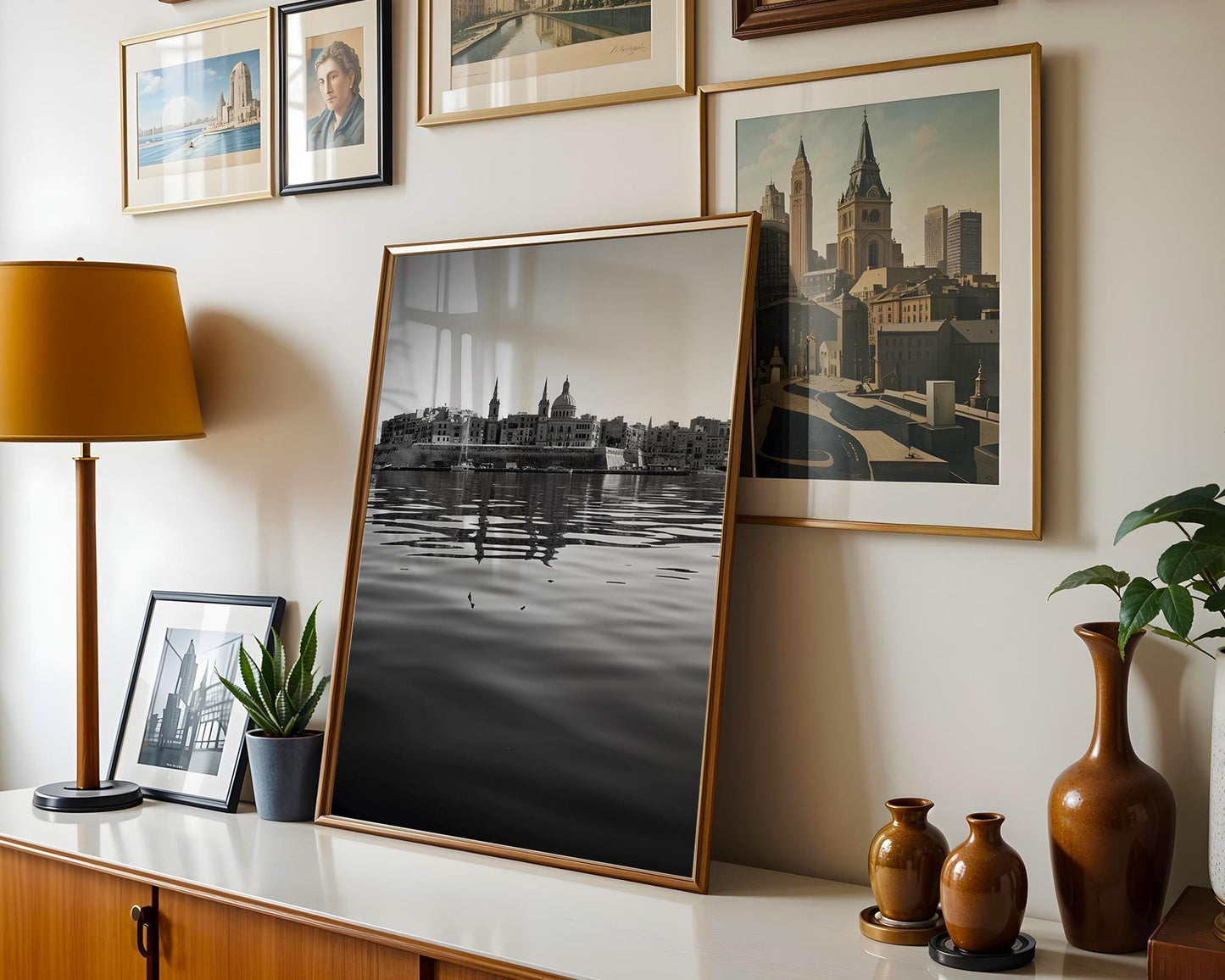 World Landmark | Valletta Malta Print | Black and White Mediterranean Skyline Photography wall art print, minimalist black and white poster, modern Scandinavian wall decor, Monohaus