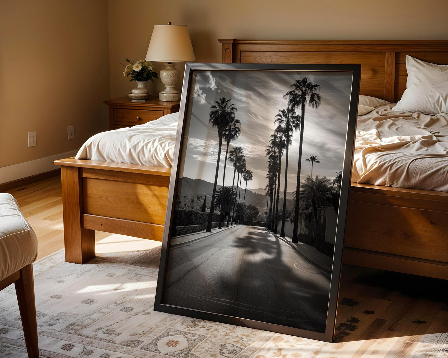 World Landmark | Beverly Hills Palms Print | Black and White Photography, California Wall Art wall art print, minimalist black and white poster, modern Scandinavian wall decor, Monohaus