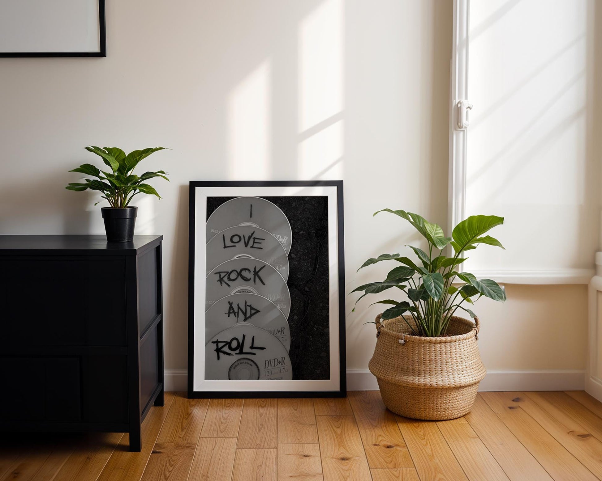 Designer Wall Art | I Love Rock and Roll Photography | Black & White Music Print | Retro Decor wall art print, minimalist black and white poster, modern Scandinavian wall decor, Monohaus