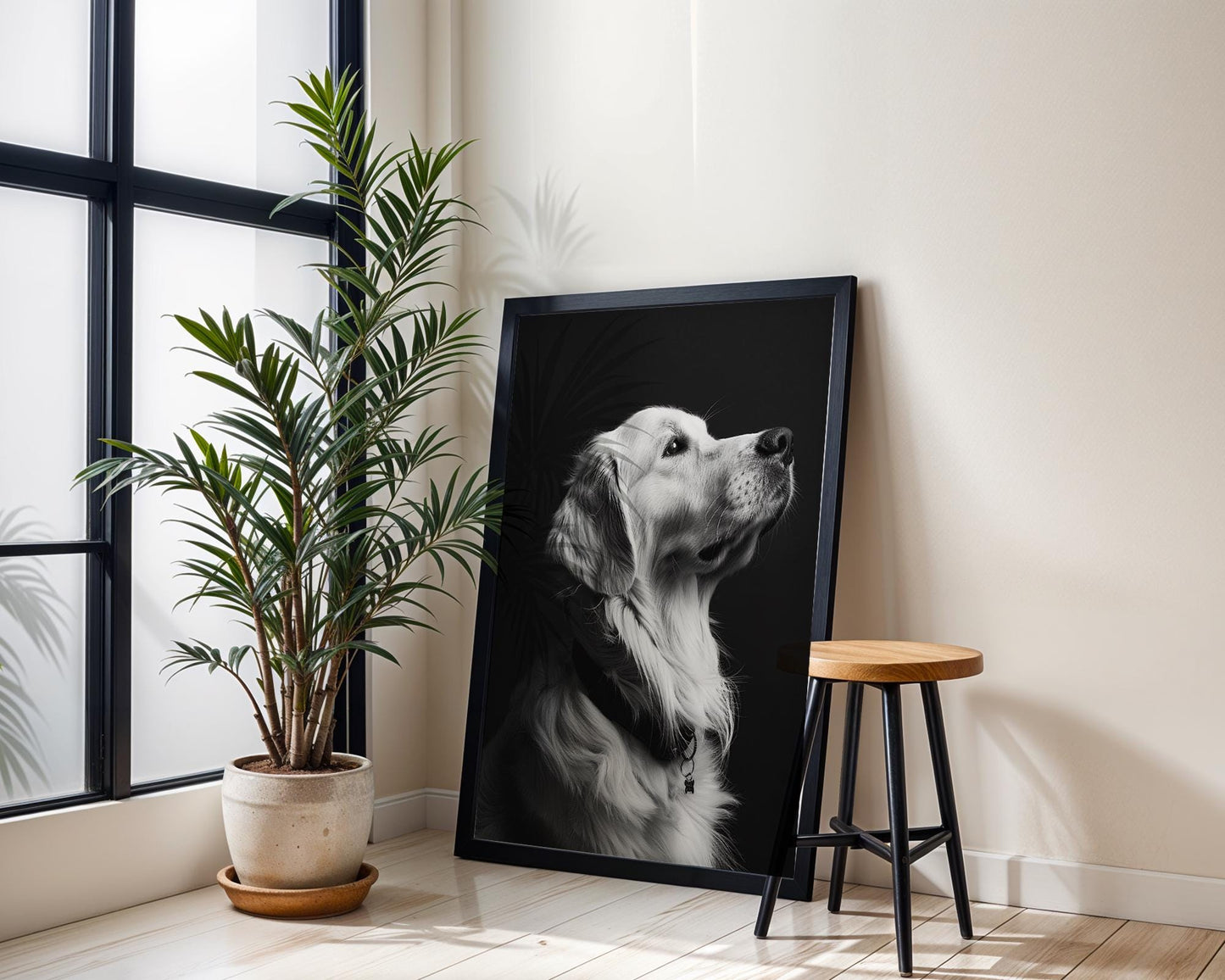 Dog Photography Golden Retriever Portrait Print | Fine Art , Modern Minimalist Decor wall art print, minimalist black and white poster, modern Scandinavian wall decor, Monohaus