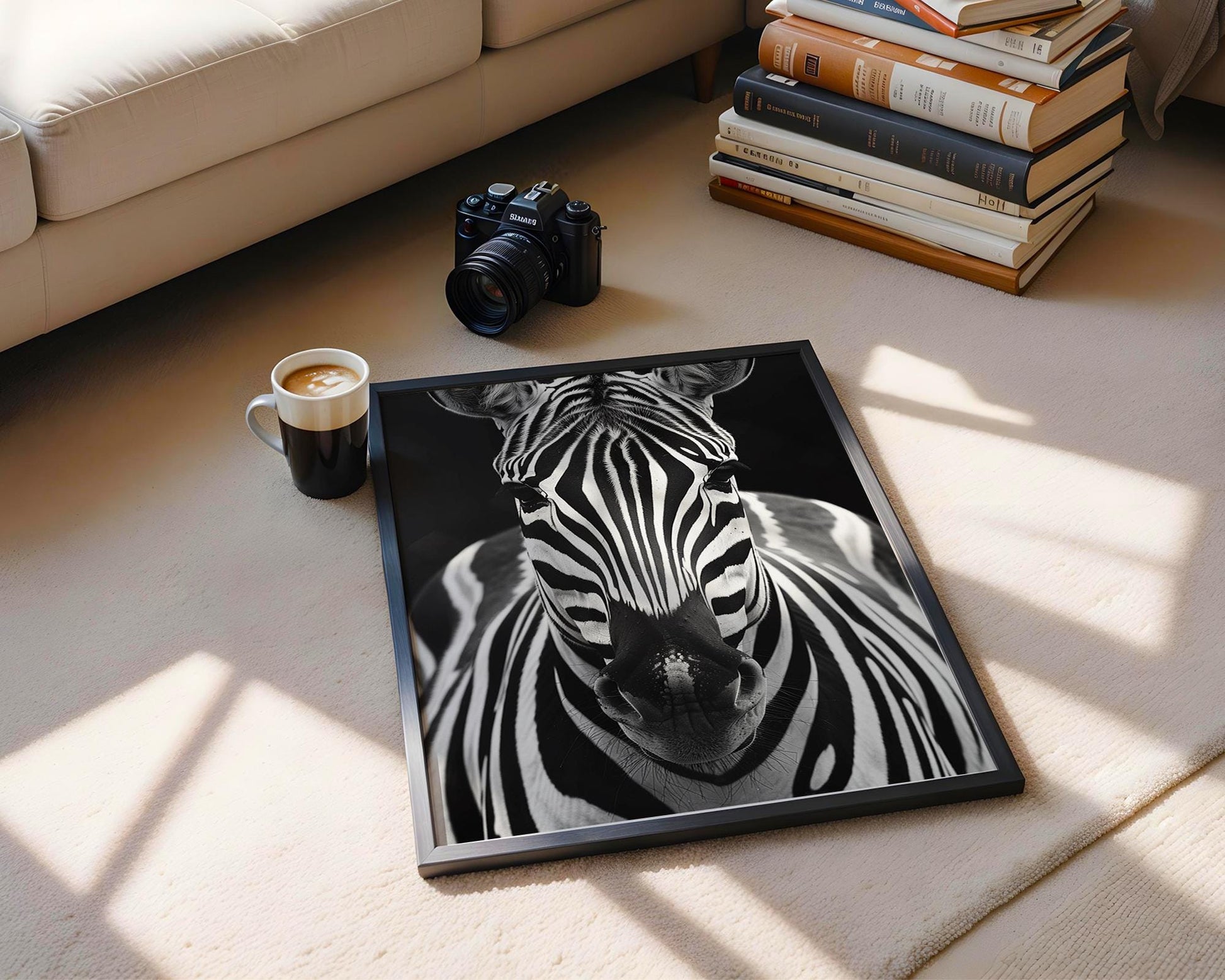 Wildlife Poster | Zebra Portrait Photography Print • Black & White Minimalist Wall Art wall art print, minimalist black and white poster, modern Scandinavian wall decor, Monohaus