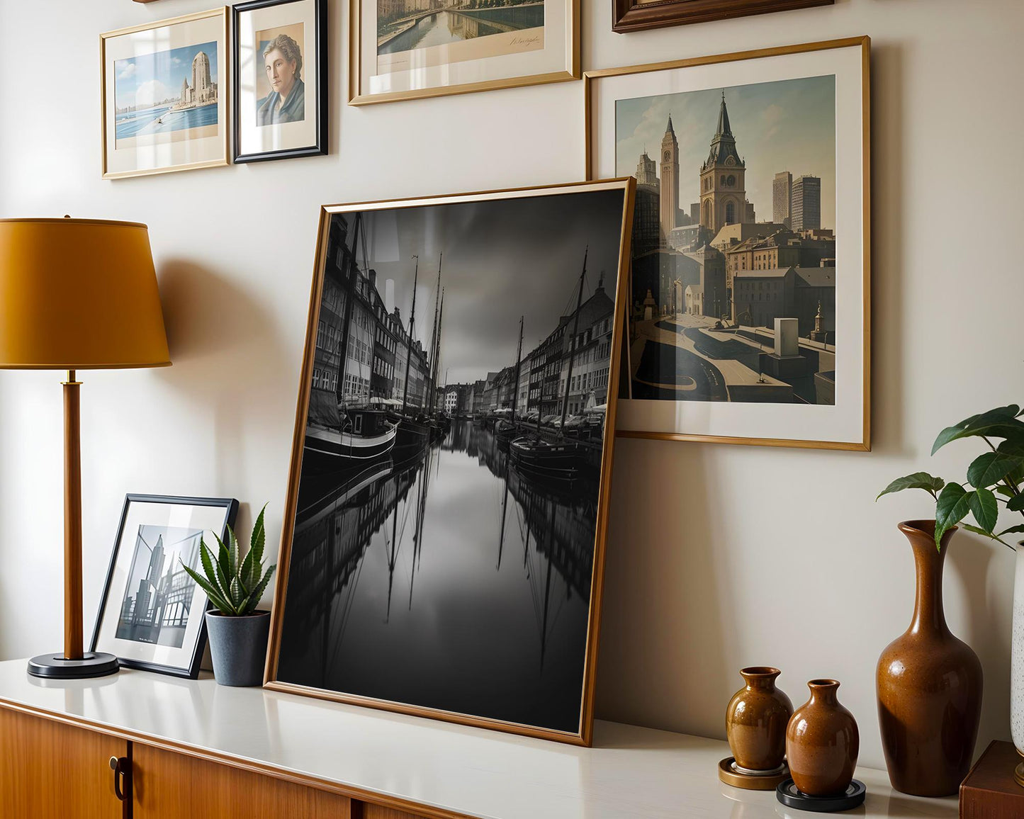 World Landmark | Copenhagen Nyhavn Canal Print | Black & White Scandinavian Wall Art wall art print, minimalist black and white poster, modern Scandinavian wall decor, Monohaus