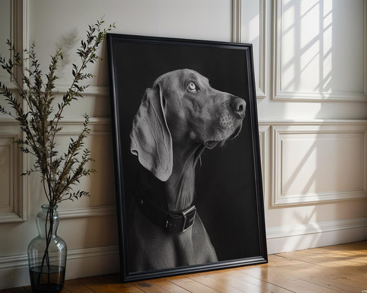 Dog Photography Weimaraner Modern Print Black and White Scandi Home wall art print, minimalist black and white poster, modern Scandinavian wall decor, Monohaus
