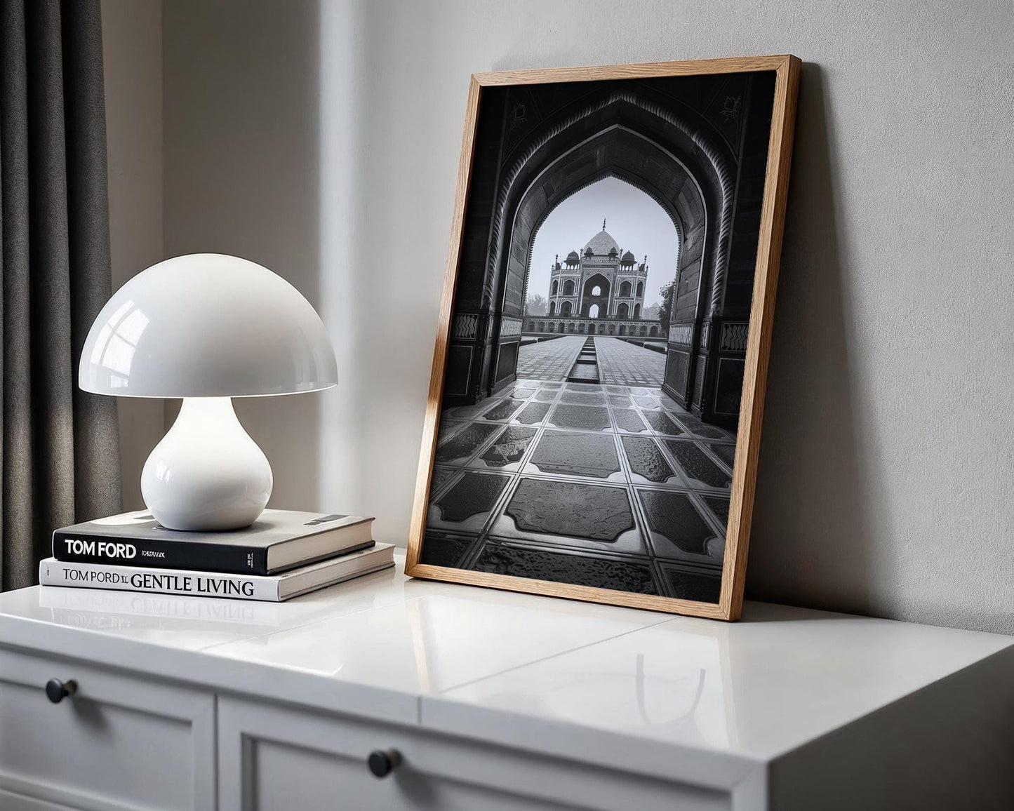 World Landmark | Humayun’s Tomb Archway Print | Black & White Delhi Photography wall art print, minimalist black and white poster, modern Scandinavian wall decor, Monohaus