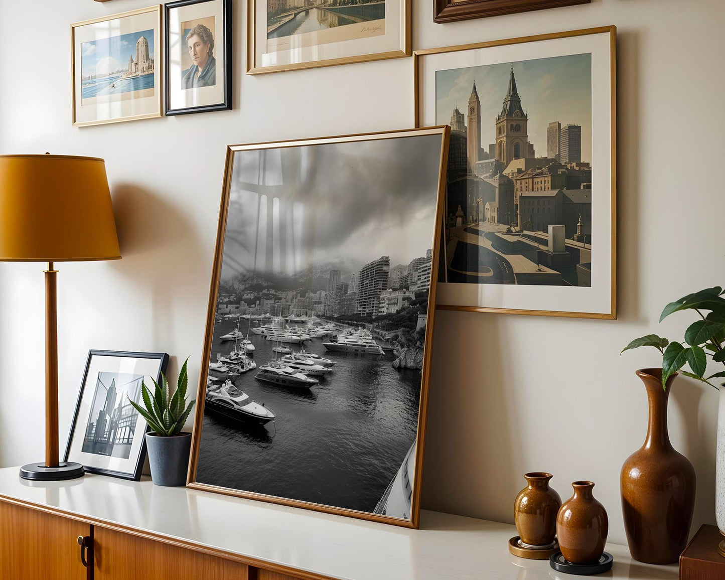 World Landmark | Monte Carlo Harbor Print | Black and White Yacht Marina Fine Art