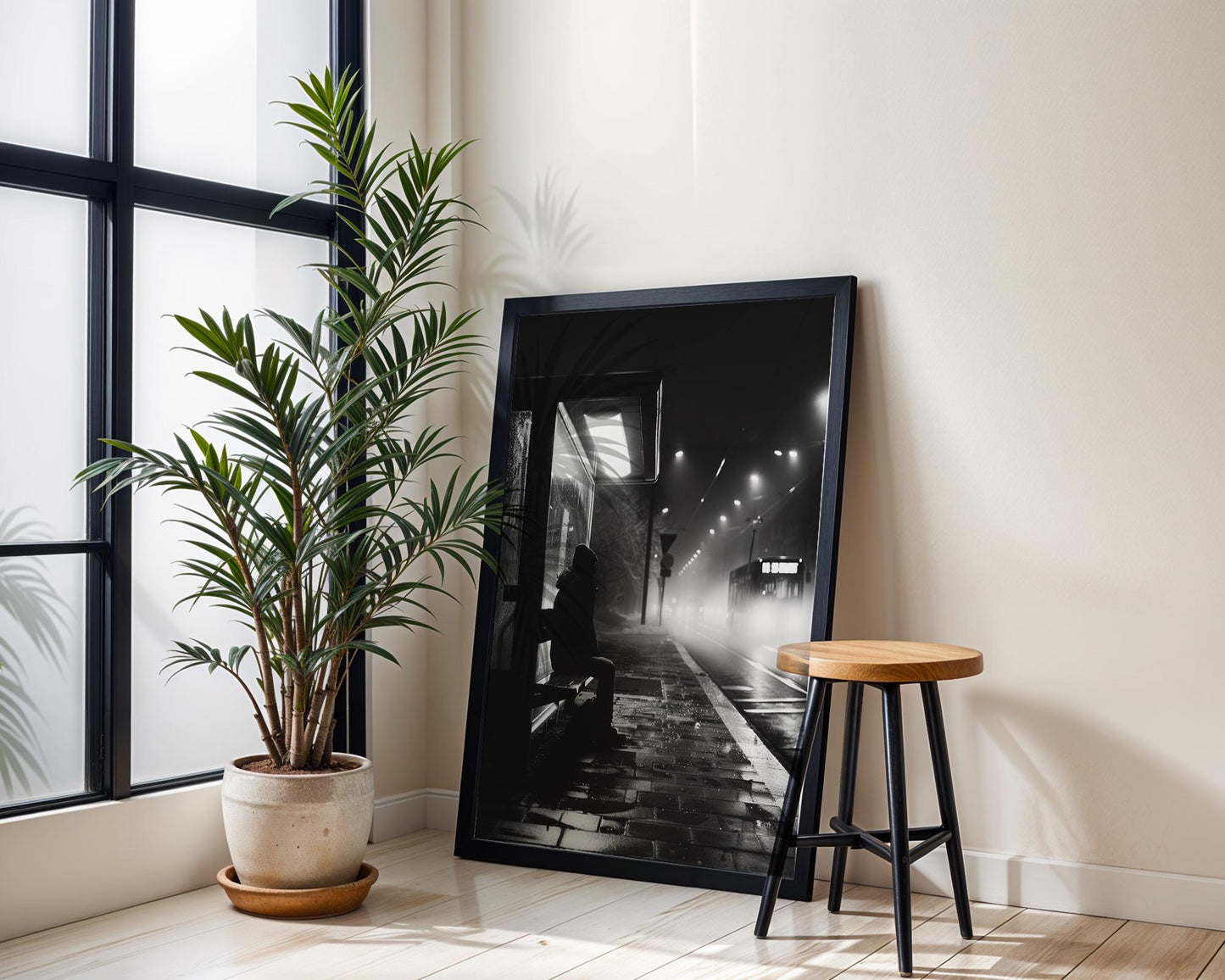 Urban Photography | Foggy Train Station Photography Print | Minimalist Black and White Wall Art black and white photo print, minimalist monochrome wall art poster for modern interiors, Monohaus