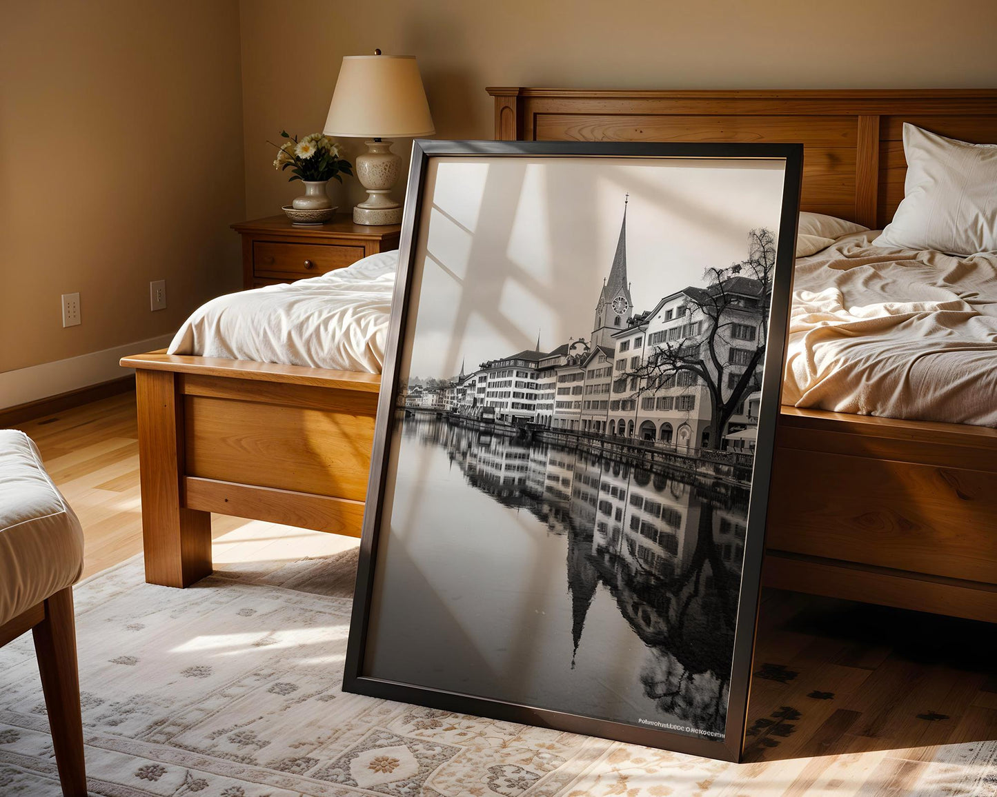 World Landmark | Zurich Old Town Black and White Photography Print | Switzerland Architecture Wall Art