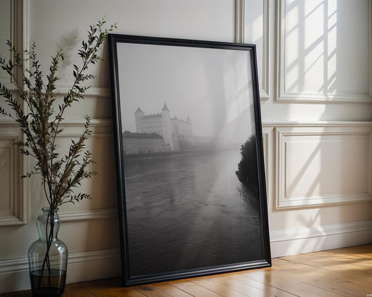 World Landmark | Bratislava Castle Print | Black and White European Architecture Photography wall art print, black and white architectural poster, minimalist modern Scandinavian wall decor, Monohaus