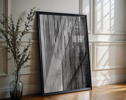 Minimal Wall Art Glass Geometry | Black and White Architecture Photography wall art print, black and white architectural poster, minimalist modern Scandinavian wall decor, Monohaus